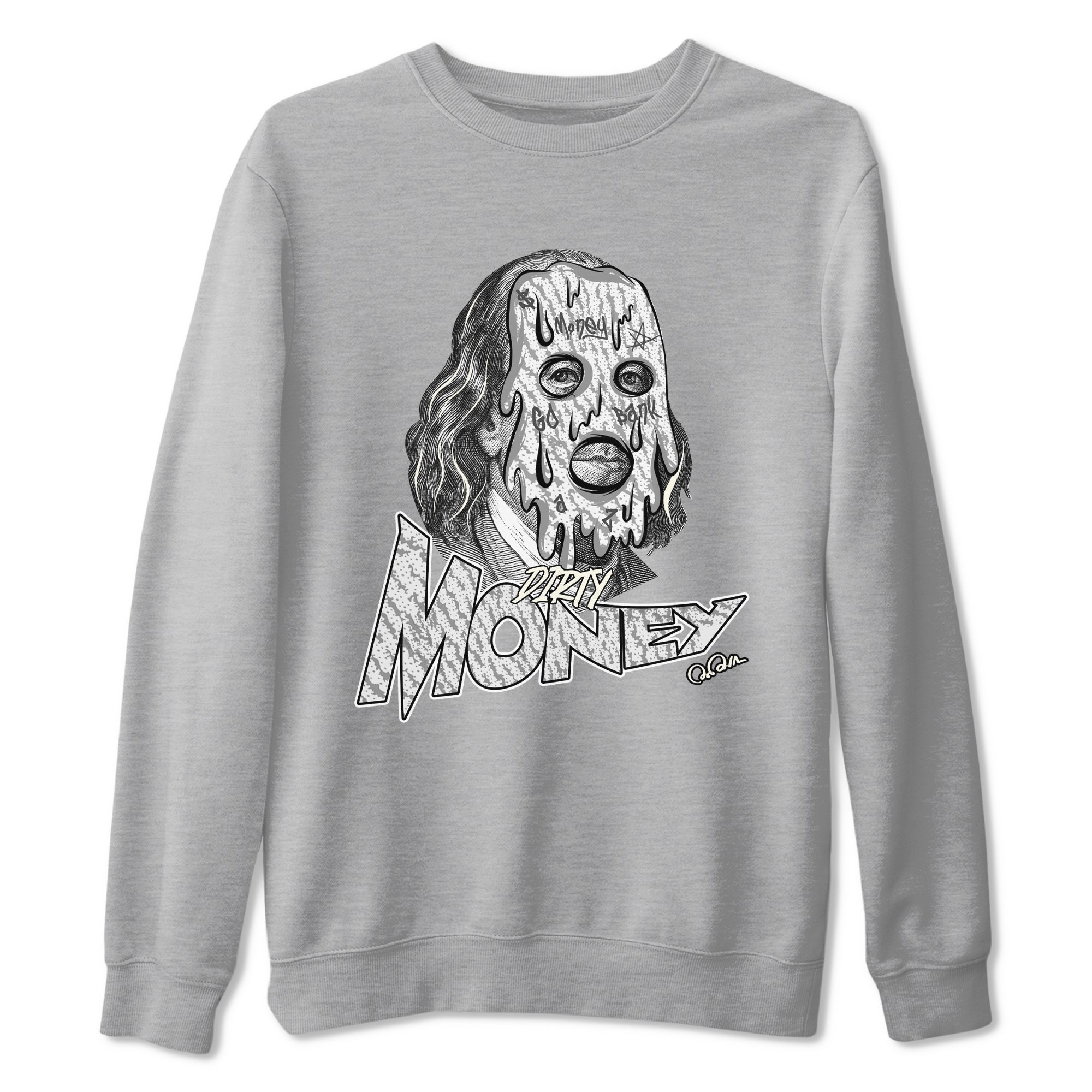 Yeezy 350 Static shirt to match jordans Dirty Money sneaker tees Adidas Yeezy 350 Static Drip Gear Zone Unisex Heather Grey 2 T-Shirt