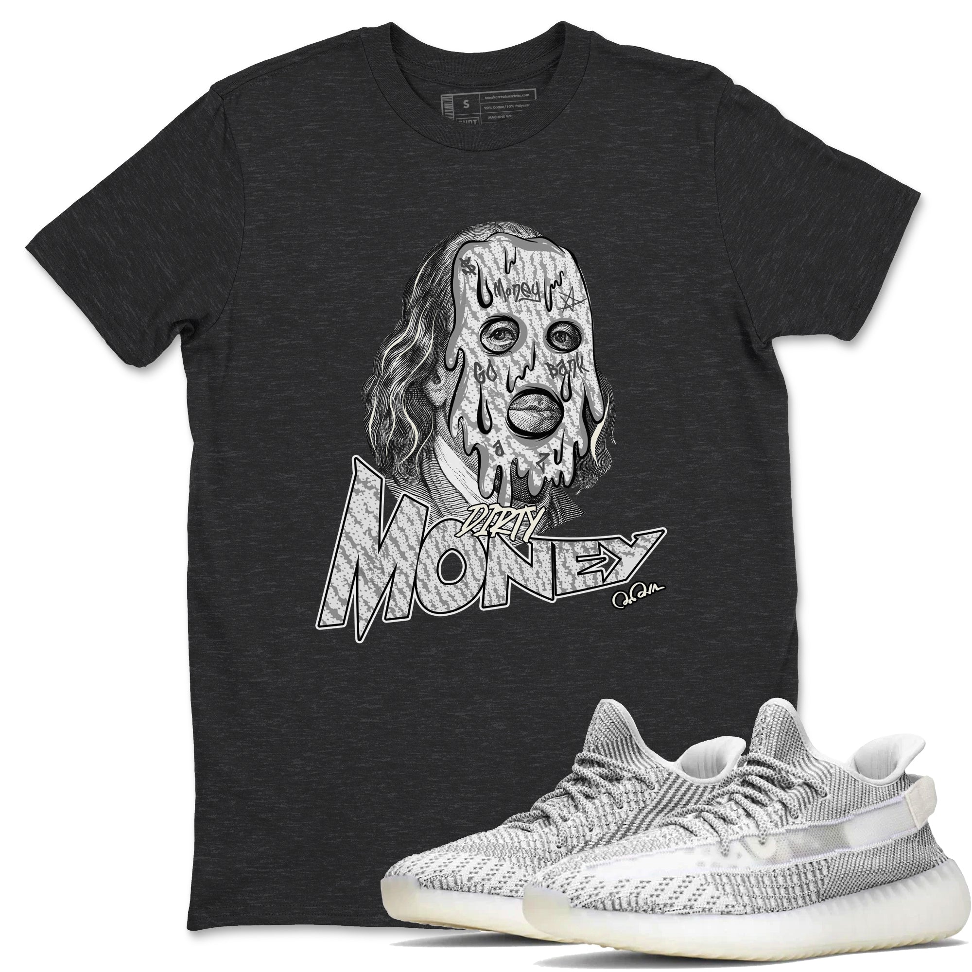 Yeezy 350 Static shirt to match jordans Dirty Money sneaker tees Adidas Yeezy 350 Static Drip Gear Zone Unisex Charcoal Heather 1 T-Shirt