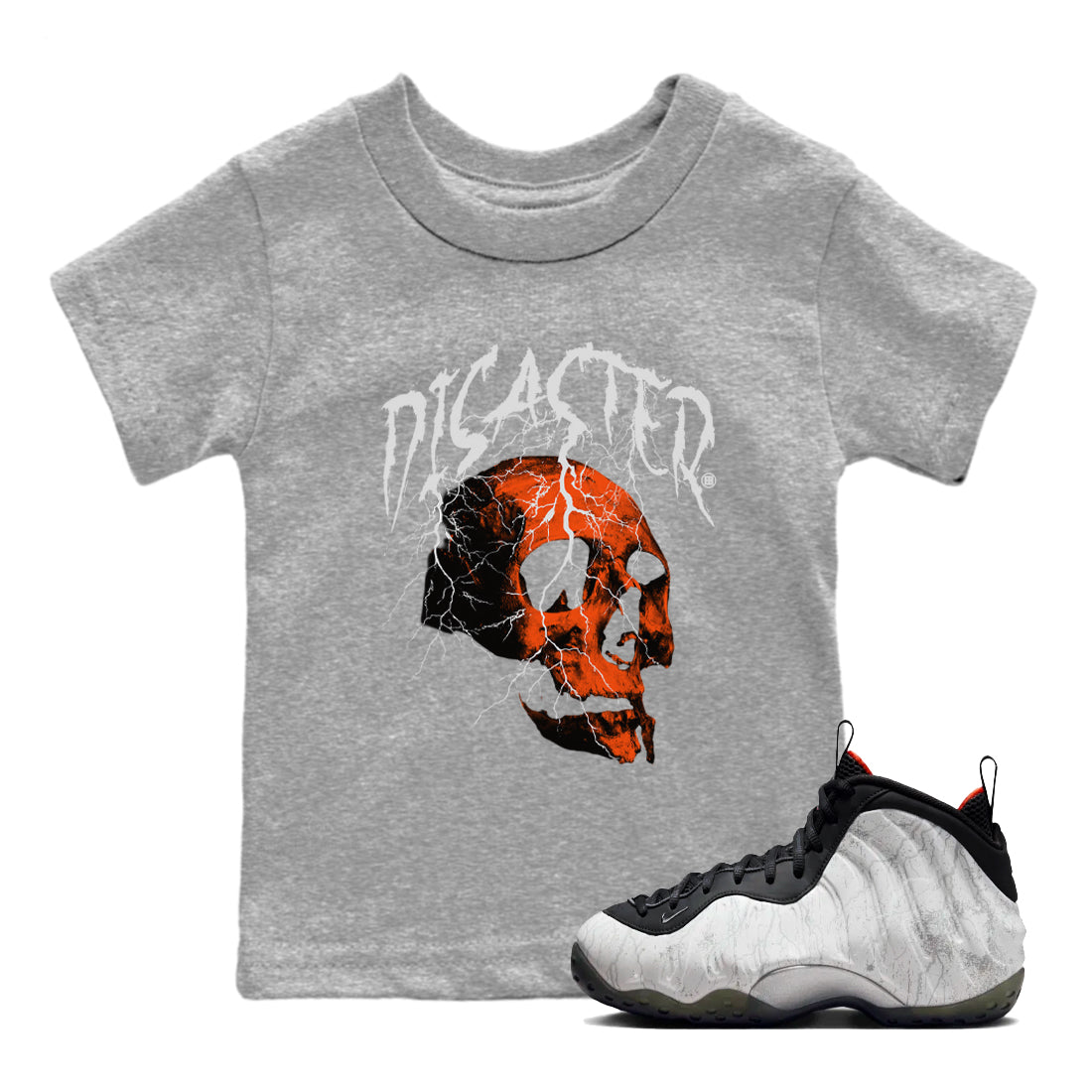 Foams One Jin shirts to match jordans Disater Skull sneaker match tees Air Foamposite One Jin match shoes to clothes Drip Gear Zone Youth Baby Heather Grey 1 tee