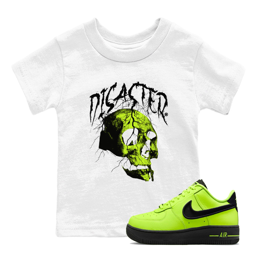 Air Force 1 Low Dance Volt t-shirts to match sneakers Disater Skull sneaker match tees Air Force 1 Volt match shoes to clothes Drip Gear Zone Youth Baby White 1 tee