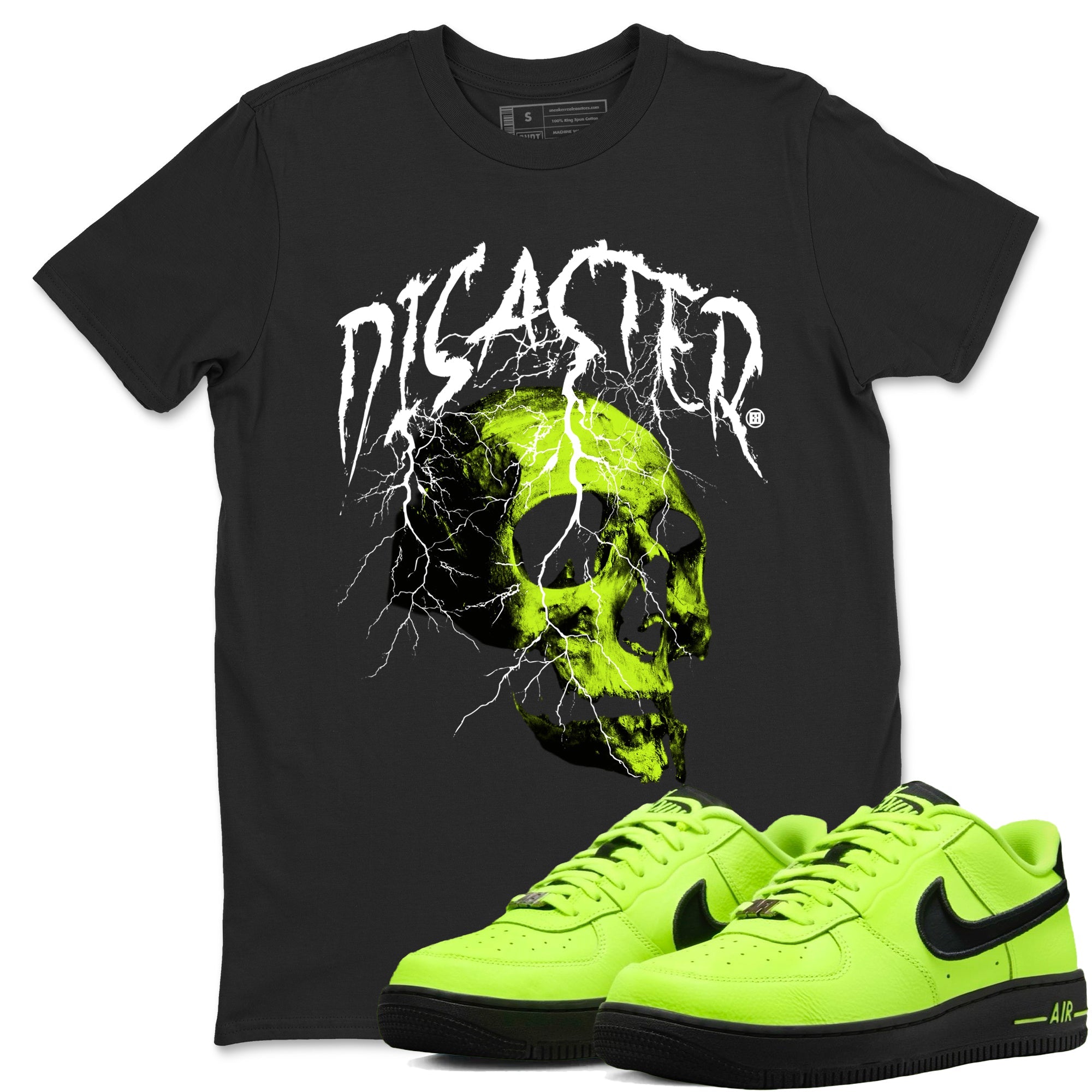 Air Force 1 Low Dance Volt t-shirts to match sneakers Disater Skull sneaker match tees Air Force 1 Volt match shoes to clothes Drip Gear Zone unisex cotton Black 1 shirts