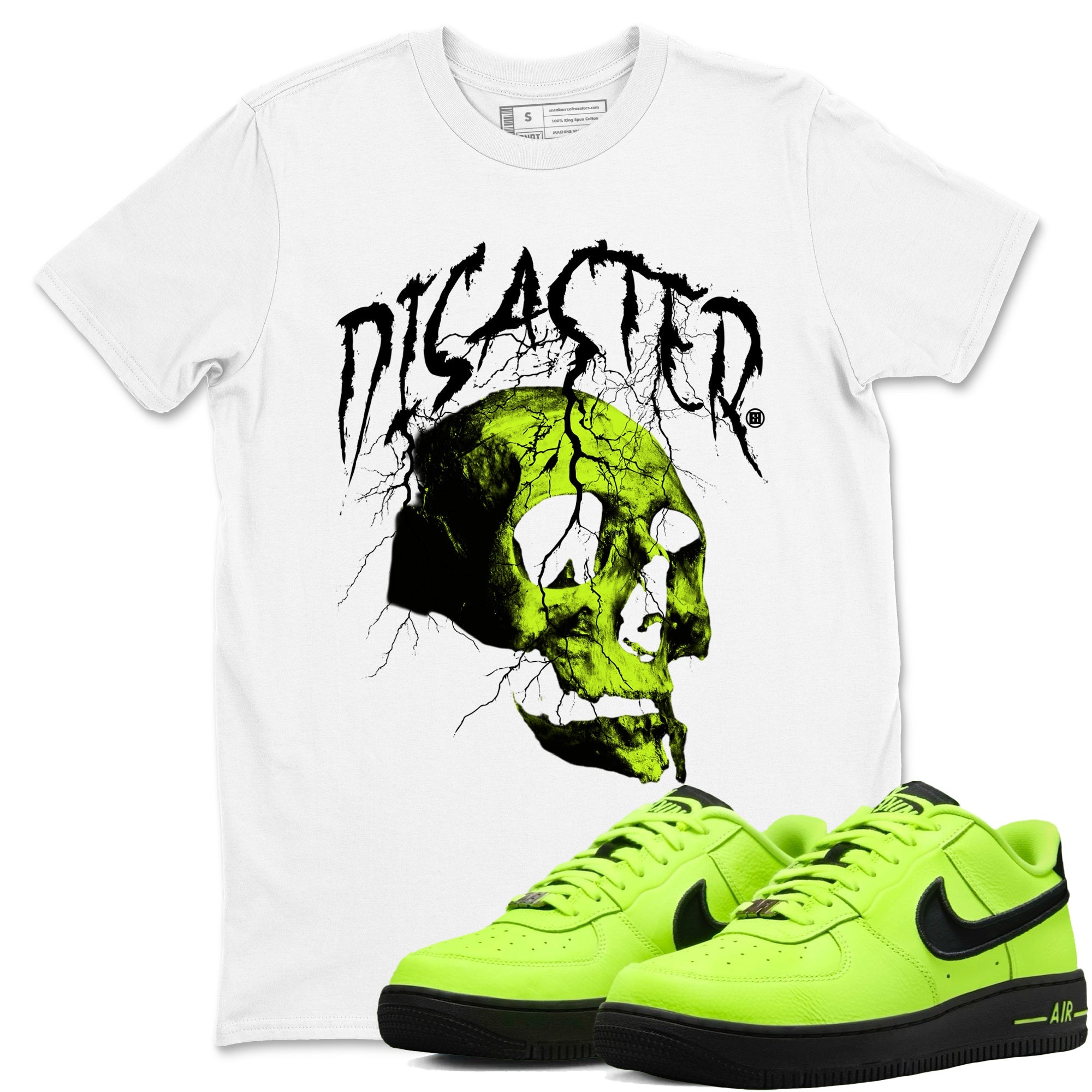 Air Force 1 Low Dance Volt t-shirts to match sneakers Disater Skull sneaker match tees Air Force 1 Volt match shoes to clothes Drip Gear Zone unisex cotton White 1 shirts