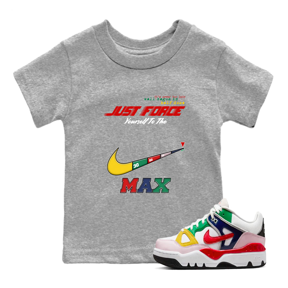 AF 3 Nigo shirtsto match jordans Do It To The Max sneaker match tees Air Force 3 Low x Nigo Blue Void and Tour Yellow match shoes to clothes Drip Gear Zone Youth Baby Heather Grey 1 tee