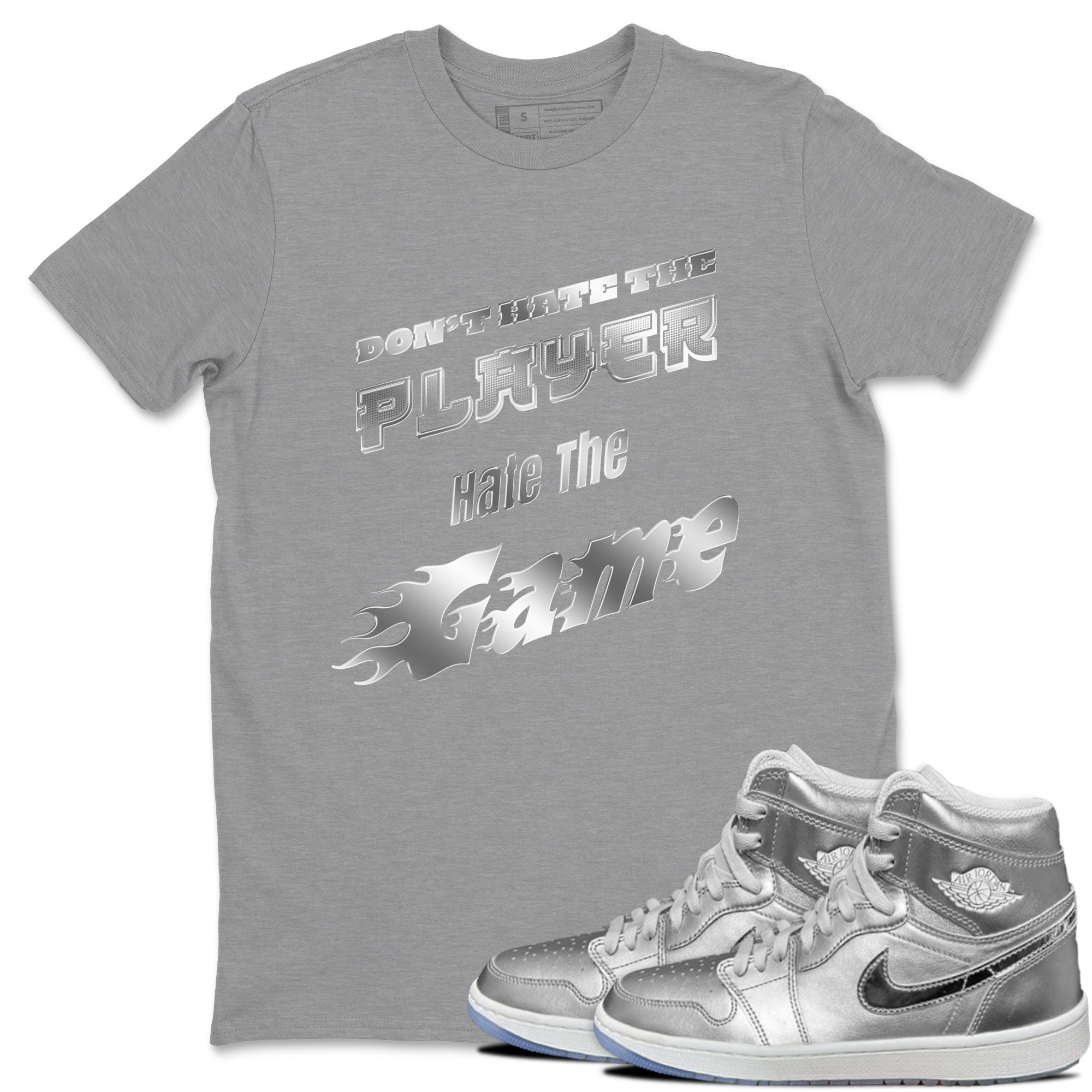 Air Jordan 1 Gift Giving shirt to match jordans Don't Hate The Player sneaker tees  Metal tees AJ1 Gift Giving Drip Gear Zone Unisex Heather Grey 1 T-Shirt