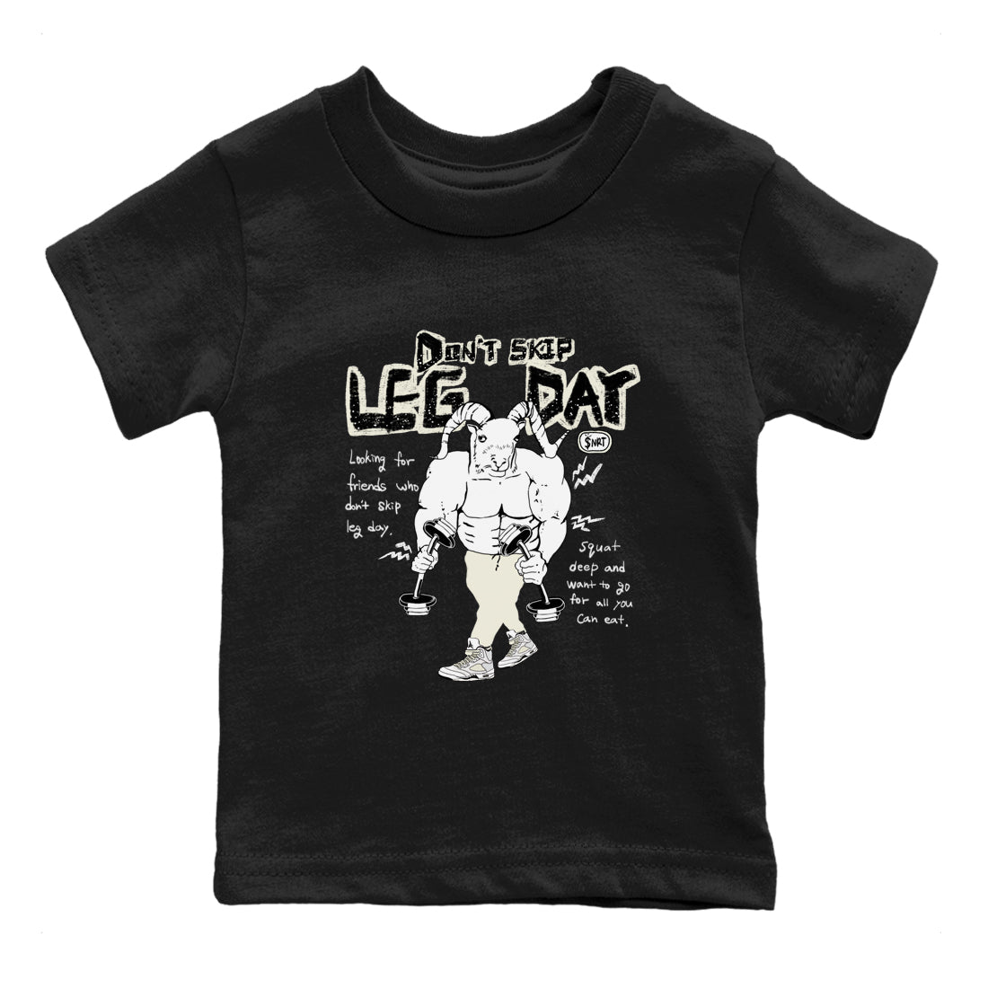 AJ5 Sail shirt to match jordans Don't Skip Leg Day sneaker tees Air Jordan 5 Sail Drip Gear Zone baby toddler Black 2 cotton Shirt