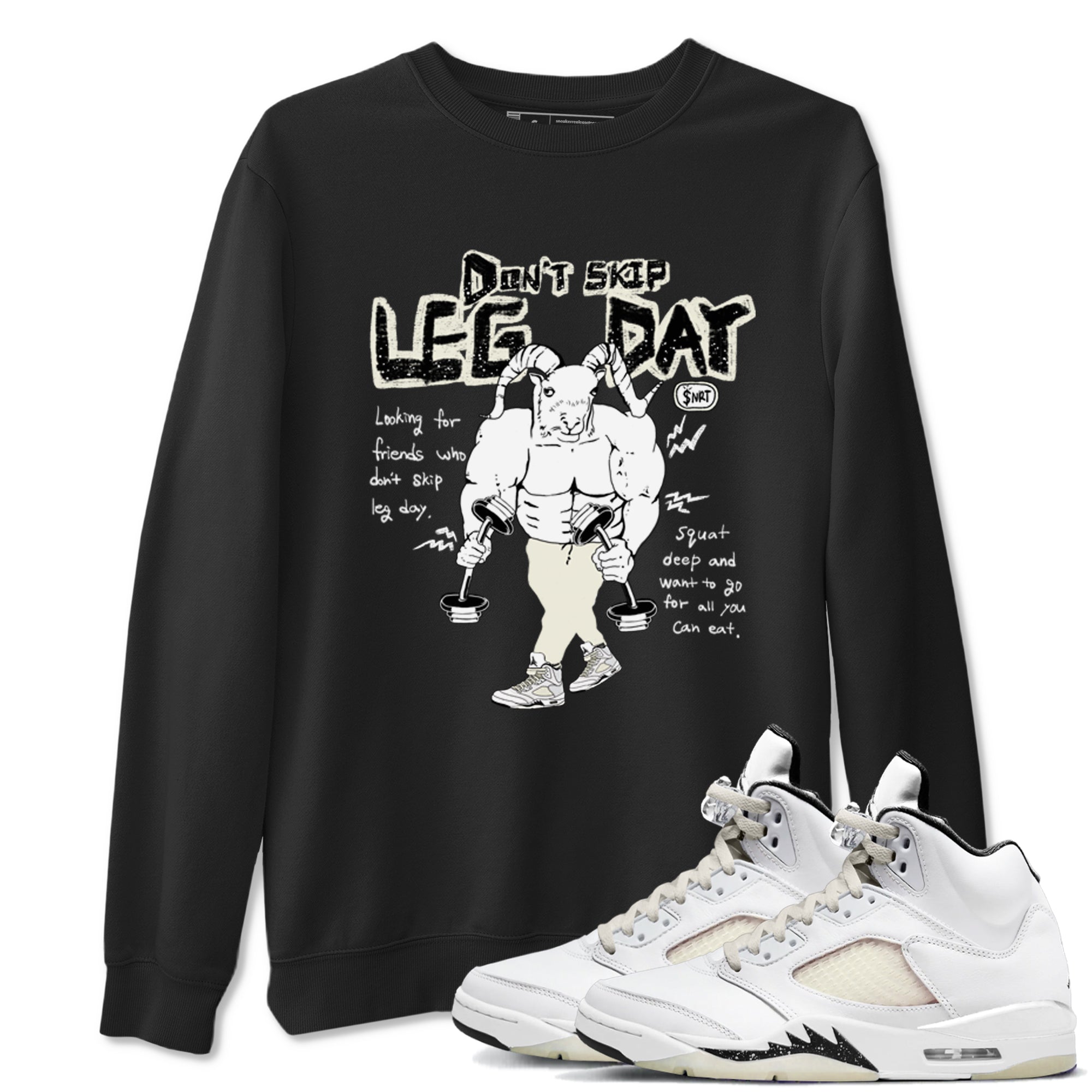 AJ5 Sail shirt to match jordans Don't Skip Leg Day sneaker tees Air Jordan 5 Sail Drip Gear Zone unisex cotton Black 1 crew neck shirt