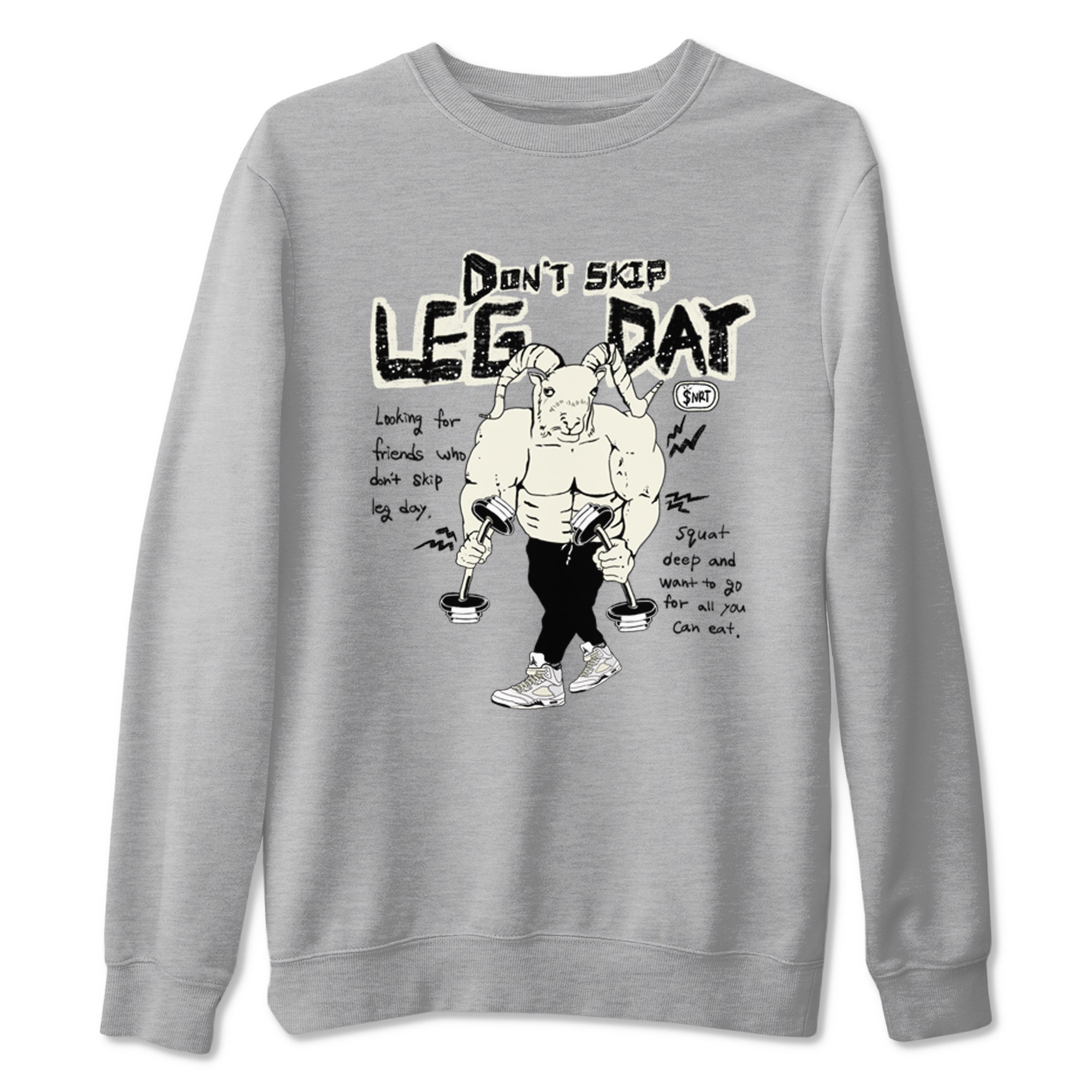 AJ5 Sail shirt to match jordans Don't Skip Leg Day sneaker tees Air Jordan 5 Sail Drip Gear Zone unisex cotton Heather Grey 2 crew neck shirt