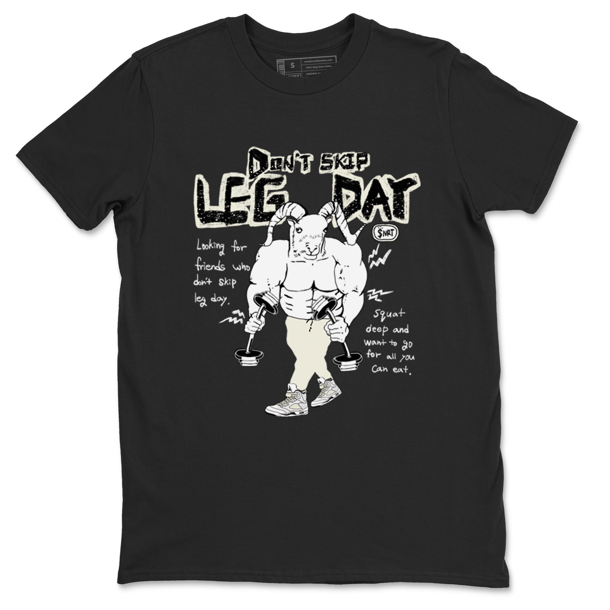 AJ5 Sail shirt to match jordans Don't Skip Leg Day sneaker tees Air Jordan 5 Sail Drip Gear Zone unisex cotton Black 2 crew neck shirt