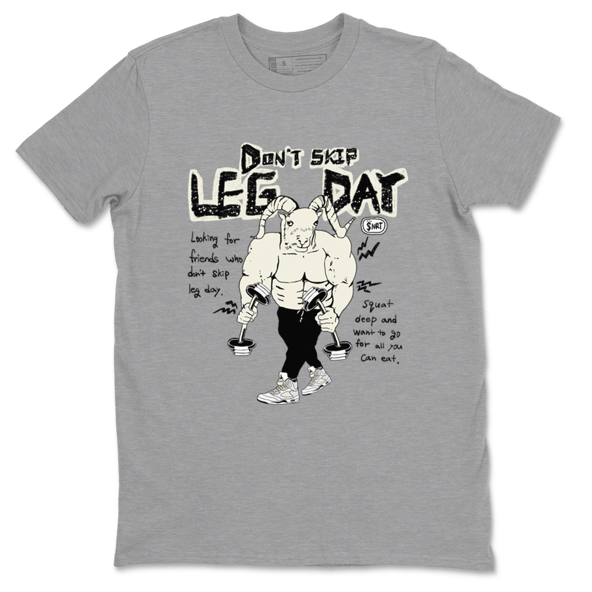AJ5 Sail shirt to match jordans Don't Skip Leg Day sneaker tees Air Jordan 5 Sail Drip Gear Zone unisex cotton Heather Grey 2 crew neck shirt