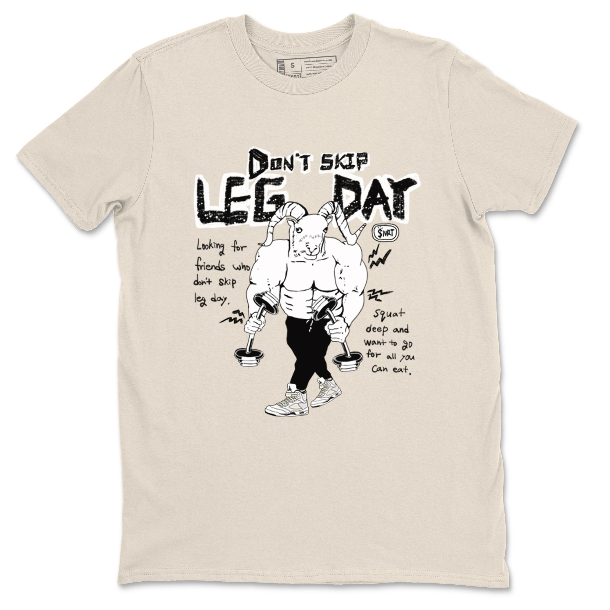 AJ5 Sail shirt to match jordans Don't Skip Leg Day sneaker tees Air Jordan 5 Sail Drip Gear Zone unisex cotton Natural 2 crew neck shirt