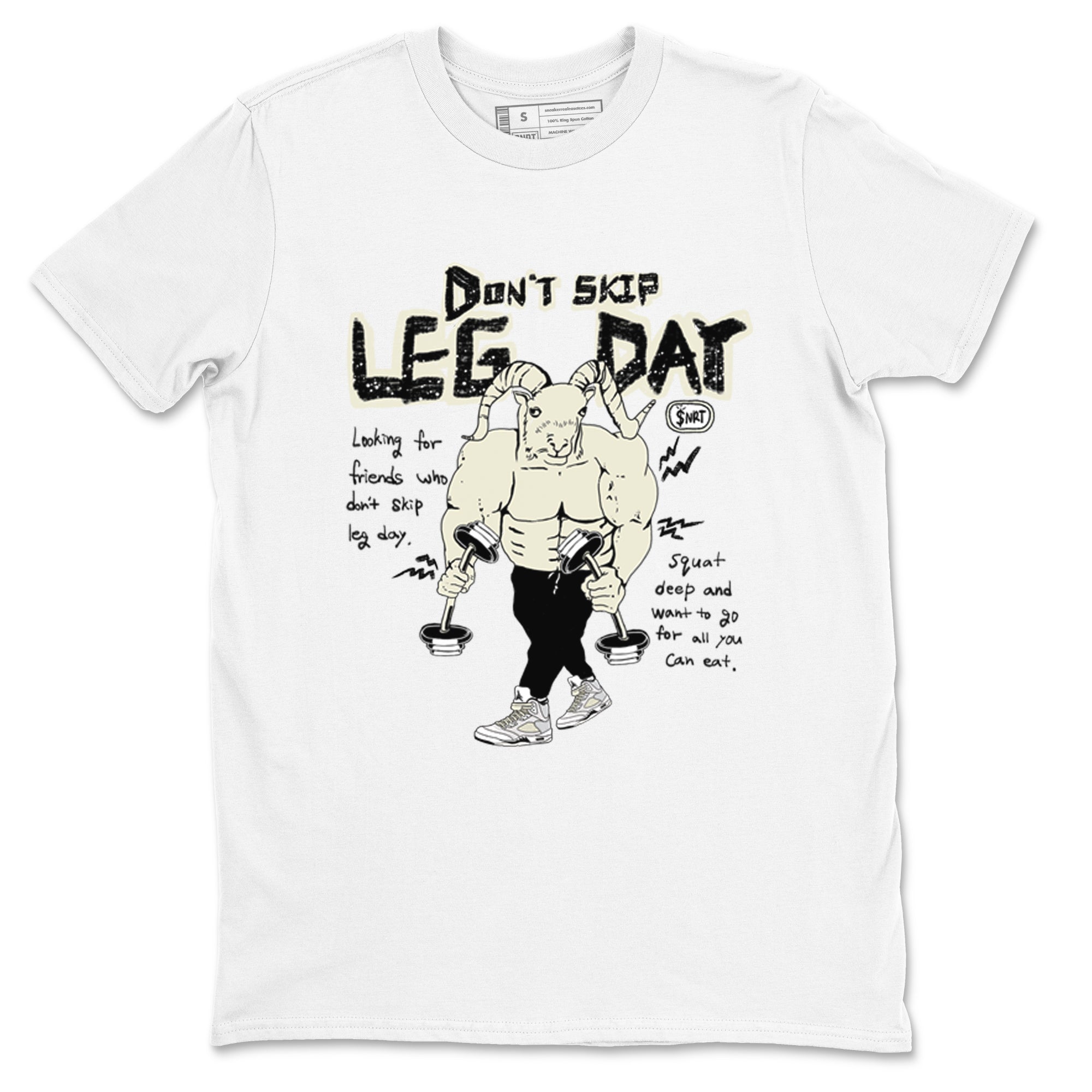 AJ5 Sail shirt to match jordans Don't Skip Leg Day sneaker tees Air Jordan 5 Sail Drip Gear Zone unisex cotton White 2 crew neck shirt