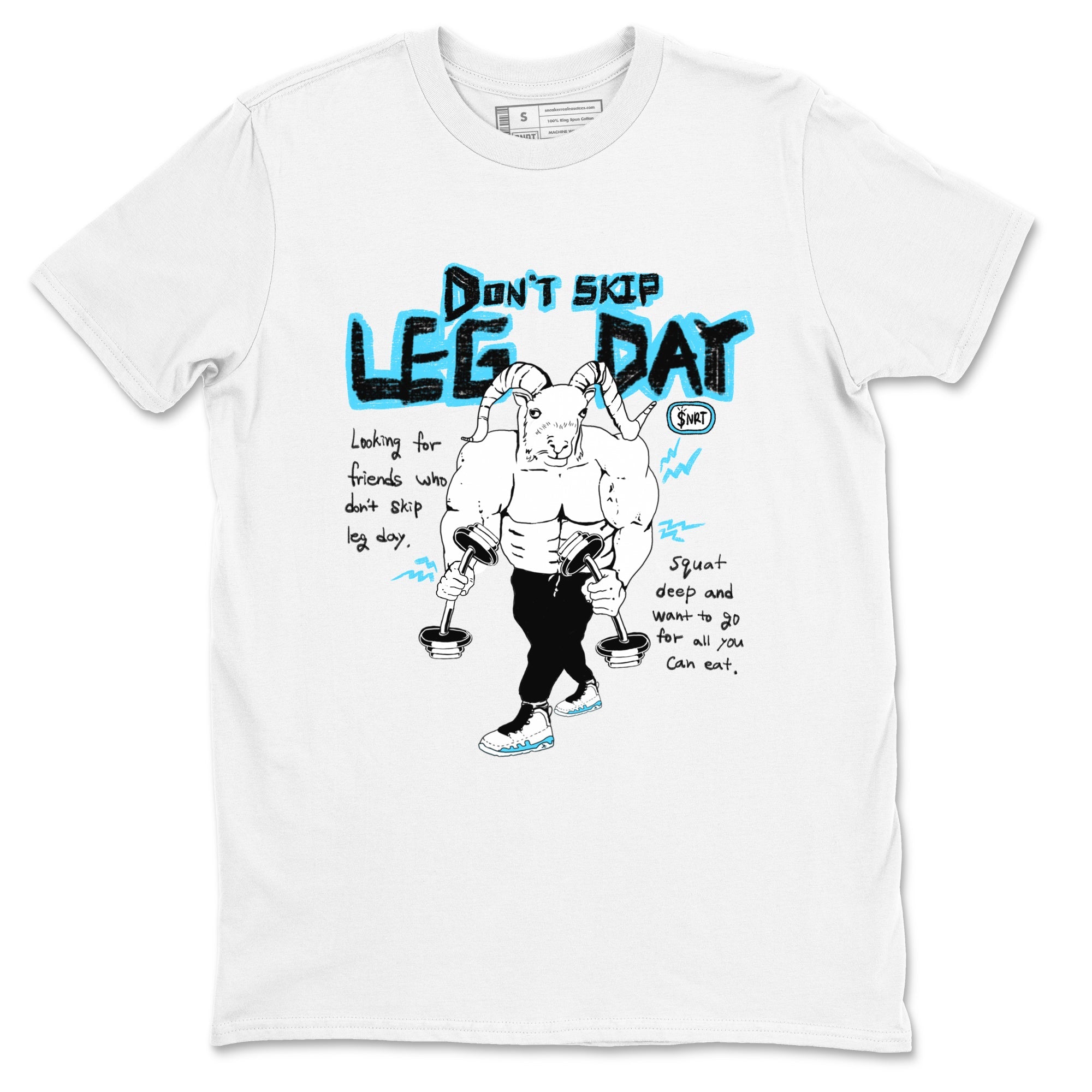 9s Powder Blue shirt to match jordans Don't Skip Leg Day sneaker tees Air Jordan 9 Powder Blue Drip Gear Zone unisex cotton White 2 crew neck shirt