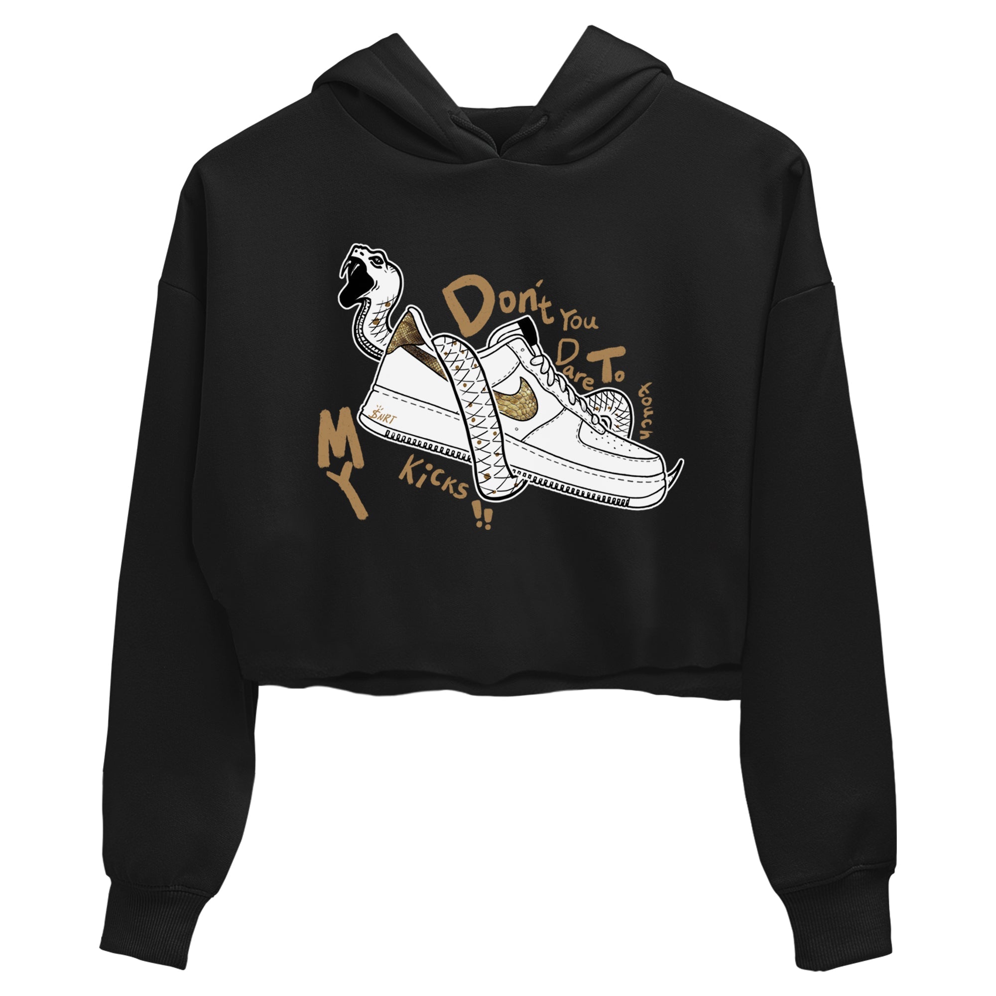 Air Force 1 Ivory Snake shirt to match jordans Don't Touch My Kicks sneaker tees Air Force 1 Ivory Snake Drip Gear Zone Black 2 crop length shirt