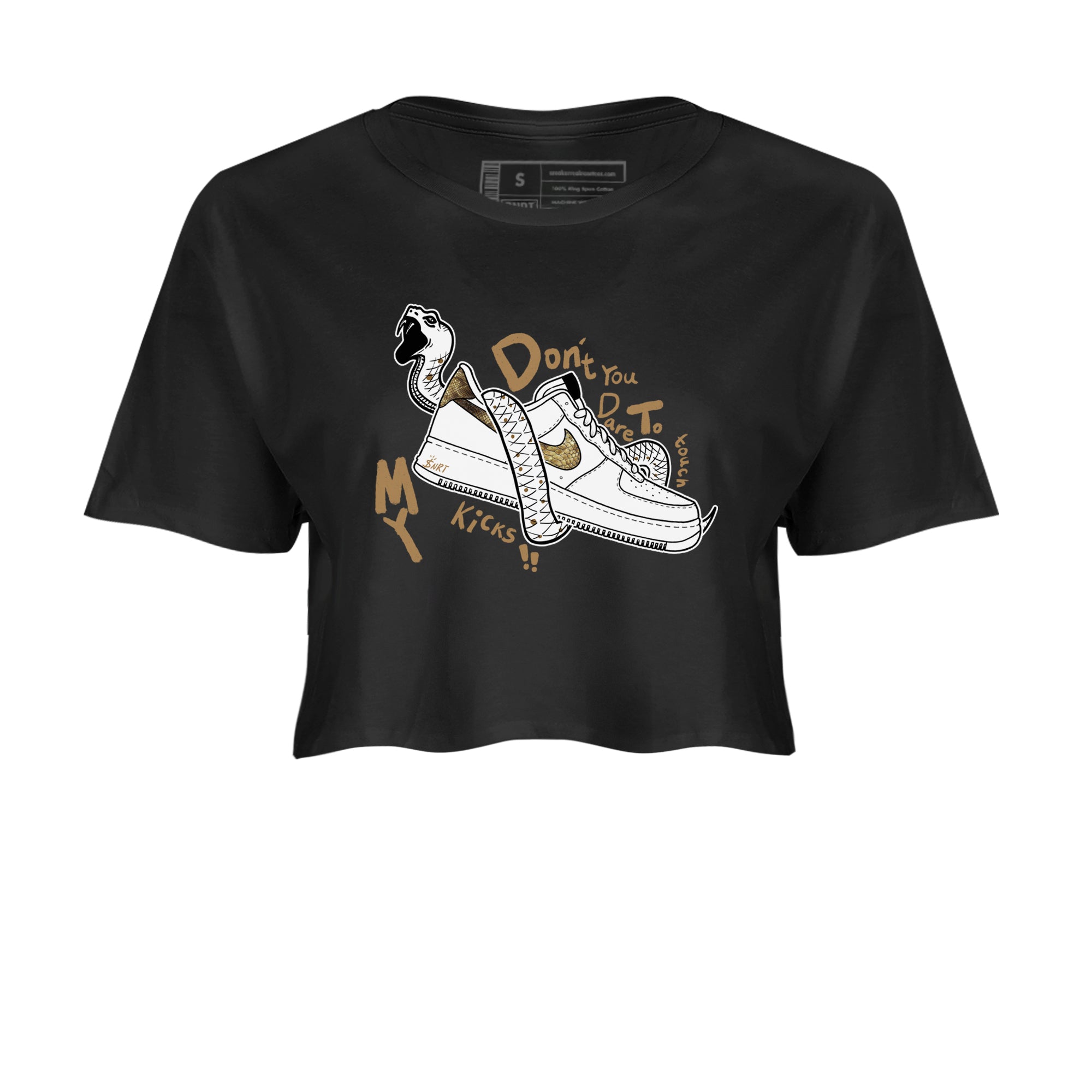 Air Force 1 Ivory Snake shirt to match jordans Don't Touch My Kicks sneaker tees Air Force 1 Ivory Snake Drip Gear Zone Black 2 crop length shirt