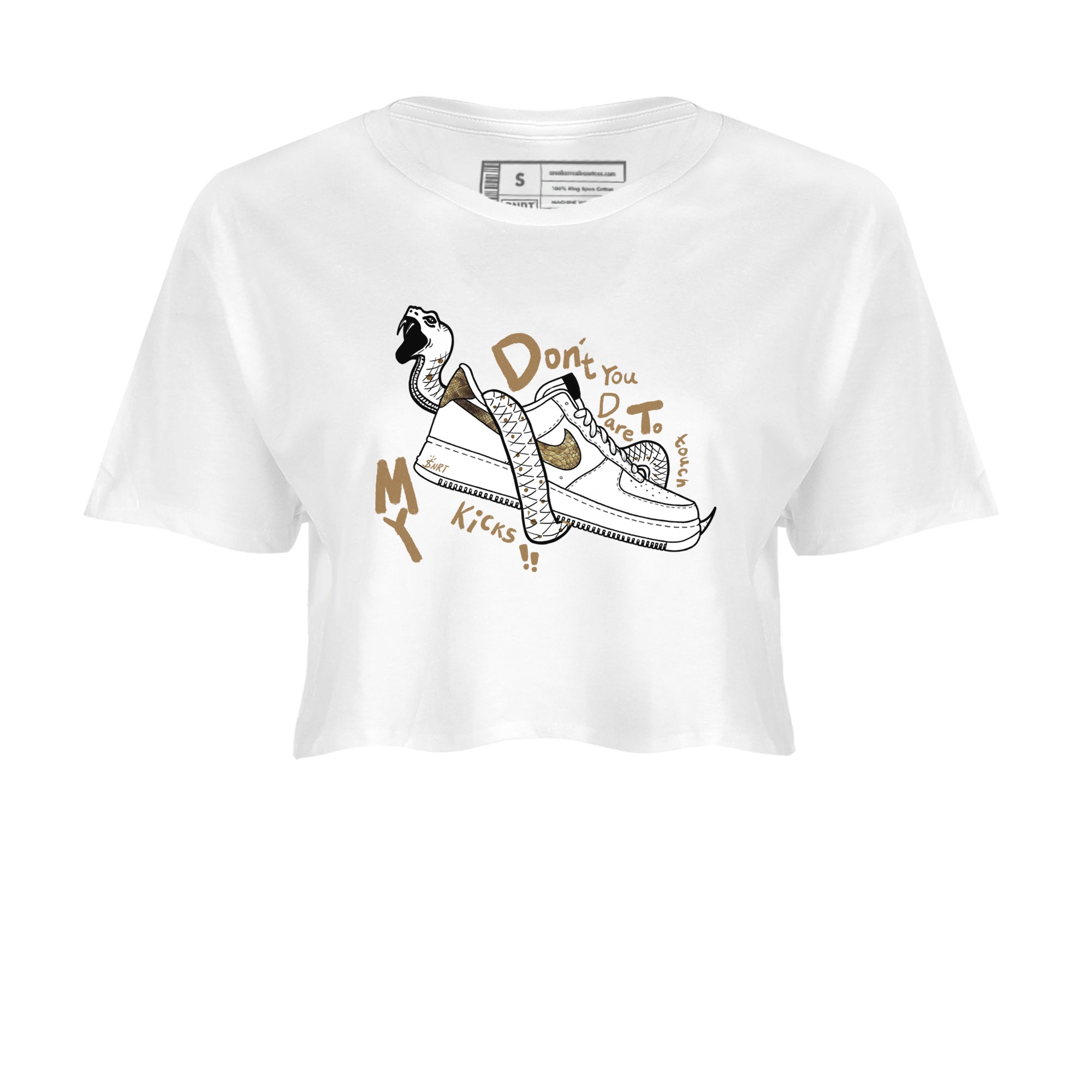 Air Force 1 Ivory Snake shirt to match jordans Don't Touch My Kicks sneaker tees Air Force 1 Ivory Snake Drip Gear Zone White 2 crop length shirt