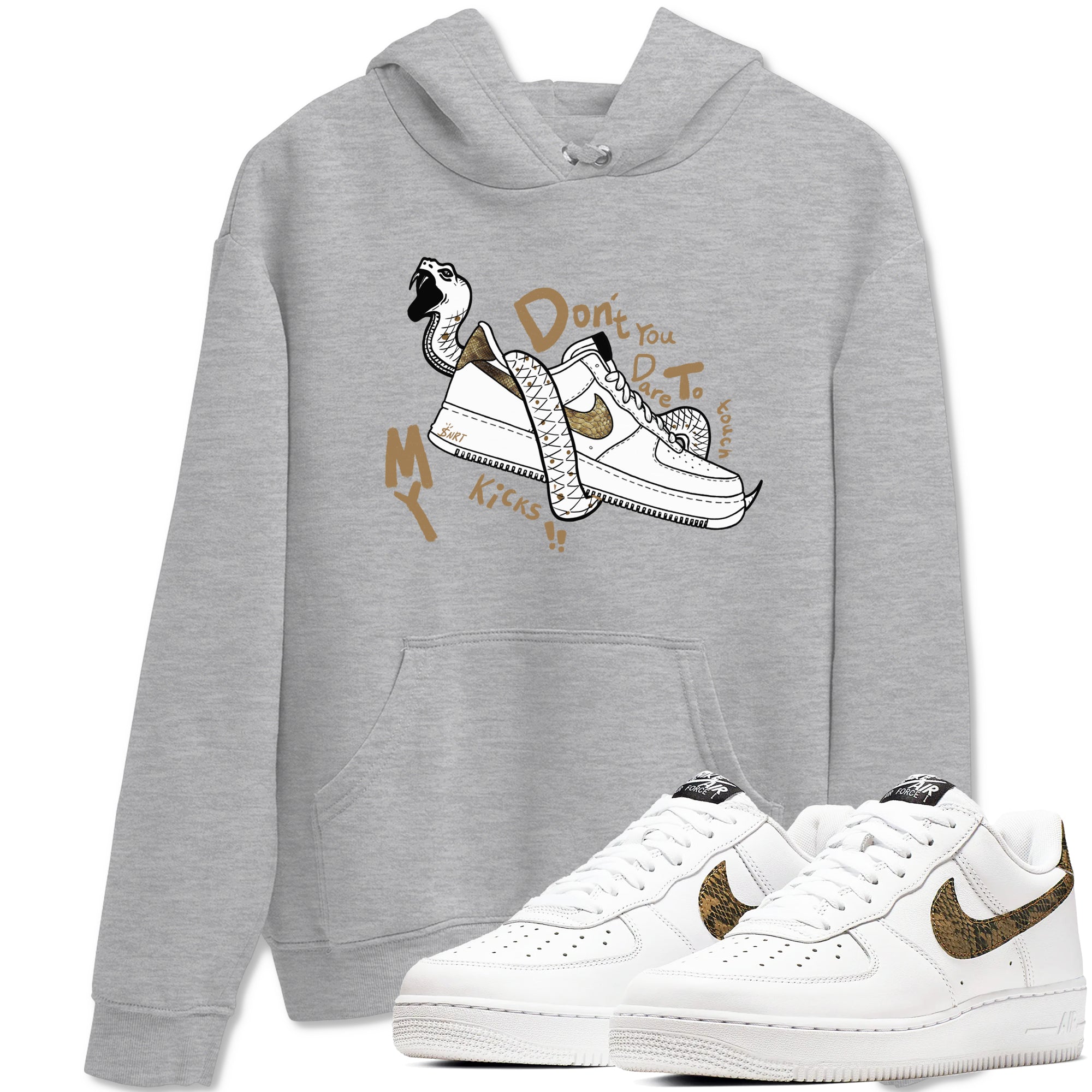 Air Force 1 Ivory Snake shirt to match jordans Don't Touch My Kicks sneaker tees Air Force 1 Ivory Snake Drip Gear Zone unisex cotton Heather Grey 1 crew neck shirt