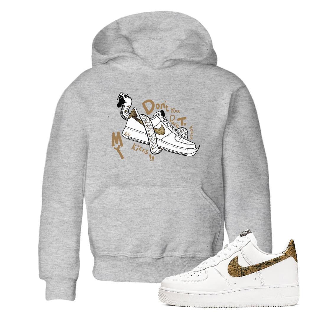 Air Force 1 Ivory Snake shirt to match jordans Don't Touch My Kicks sneaker tees Air Force 1 Ivory Snake Drip Gear Zone baby toddler Heather Grey 1 cotton Shirt