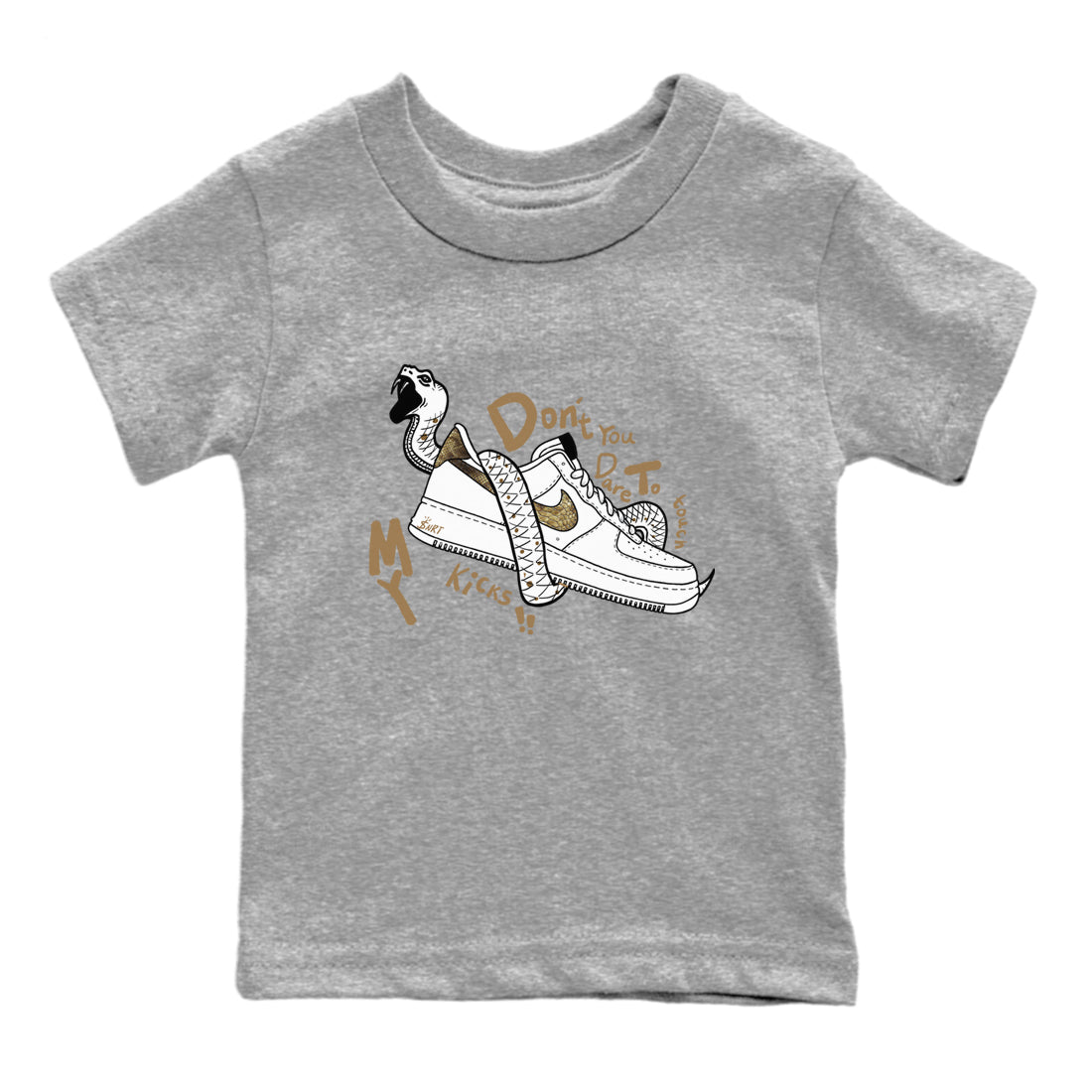Air Force 1 Ivory Snake shirt to match jordans Don't Touch My Kicks sneaker tees Air Force 1 Ivory Snake Drip Gear Zone baby toddler Heather Grey 2 cotton Shirt