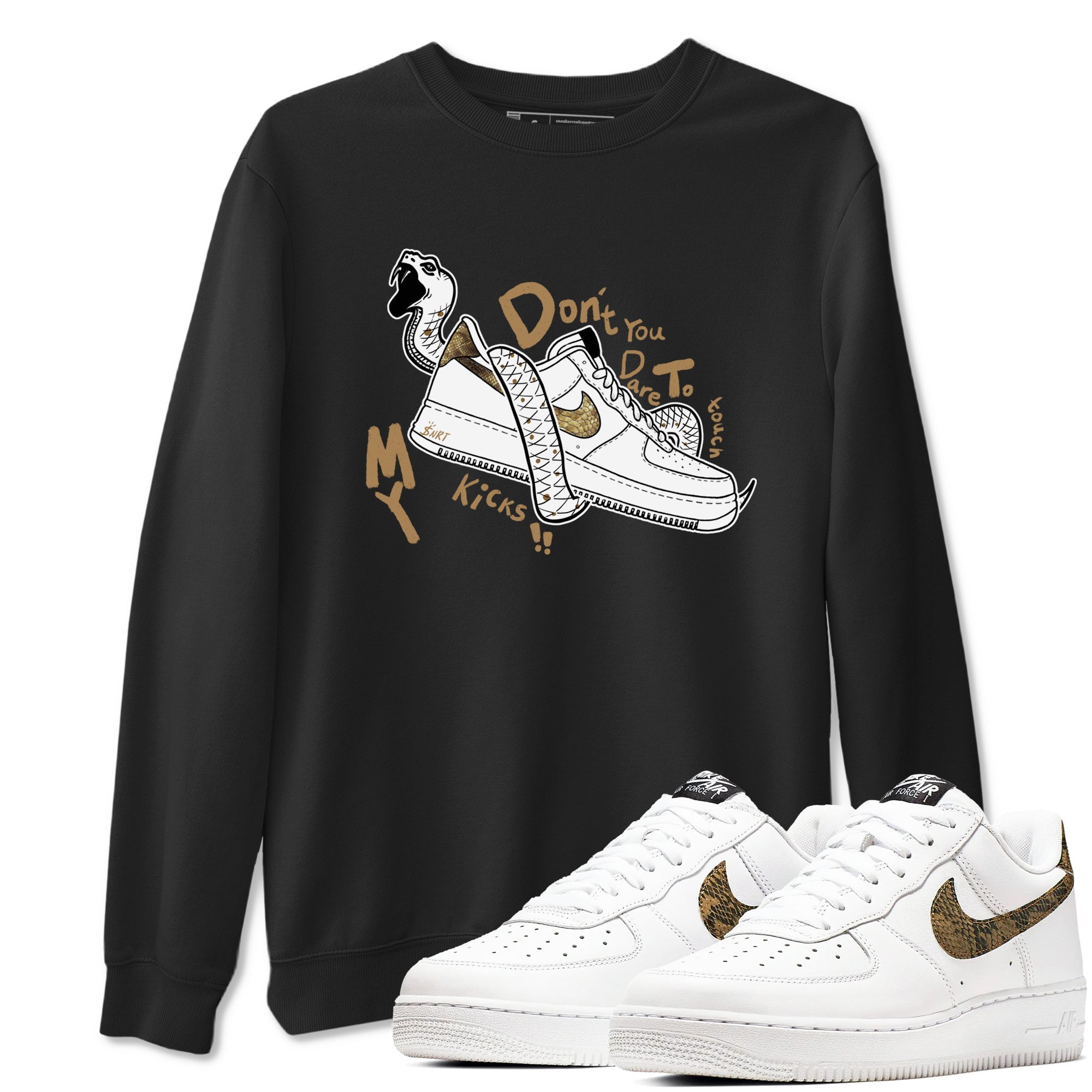 Air Force 1 Ivory Snake shirt to match jordans Don't Touch My Kicks sneaker tees Air Force 1 Ivory Snake Drip Gear Zone unisex cotton Black 1 crew neck shirt