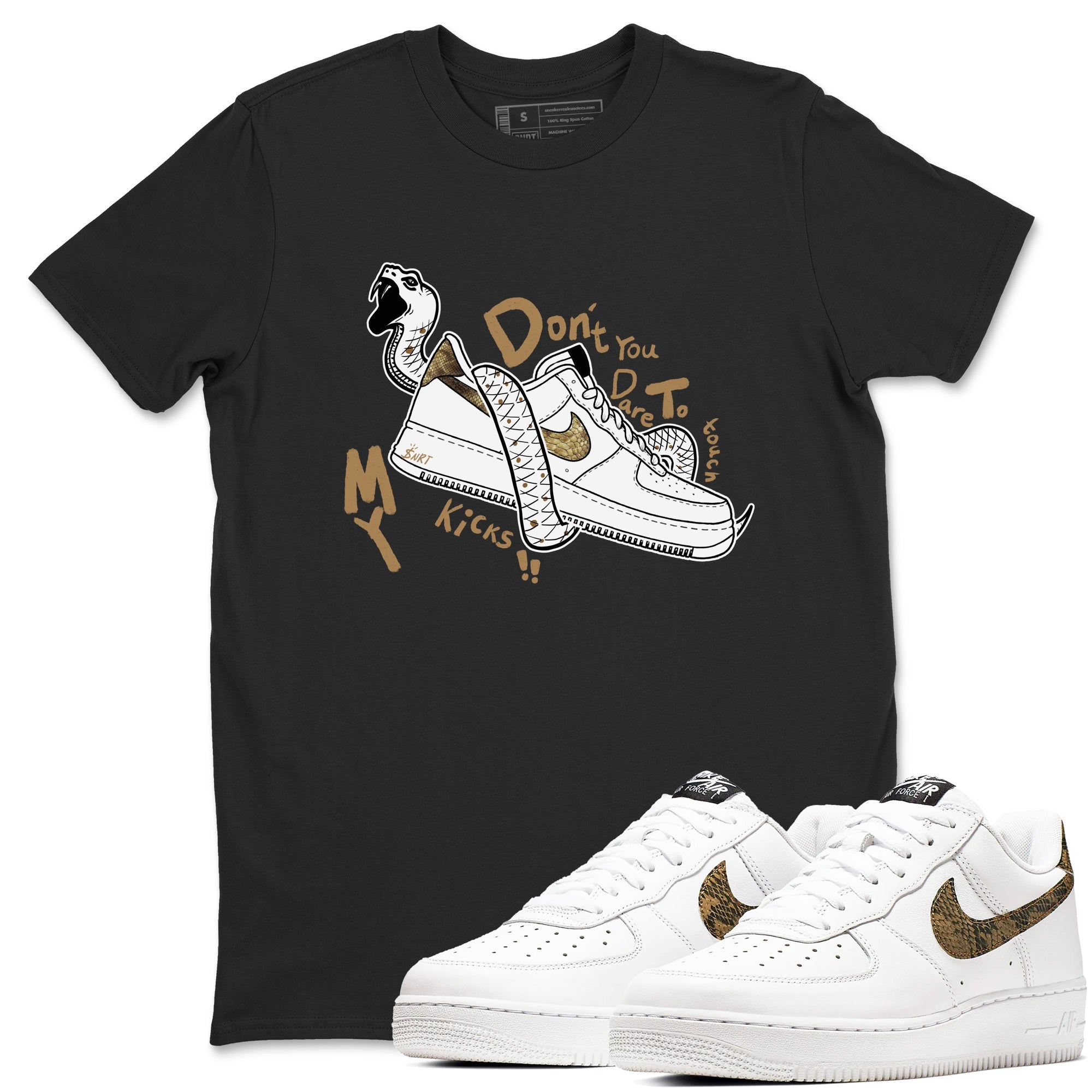 Air Force 1 Ivory Snake shirt to match jordans Don't Touch My Kicks sneaker tees Air Force 1 Ivory Snake Drip Gear Zone unisex cotton Black 1 crew neck shirt