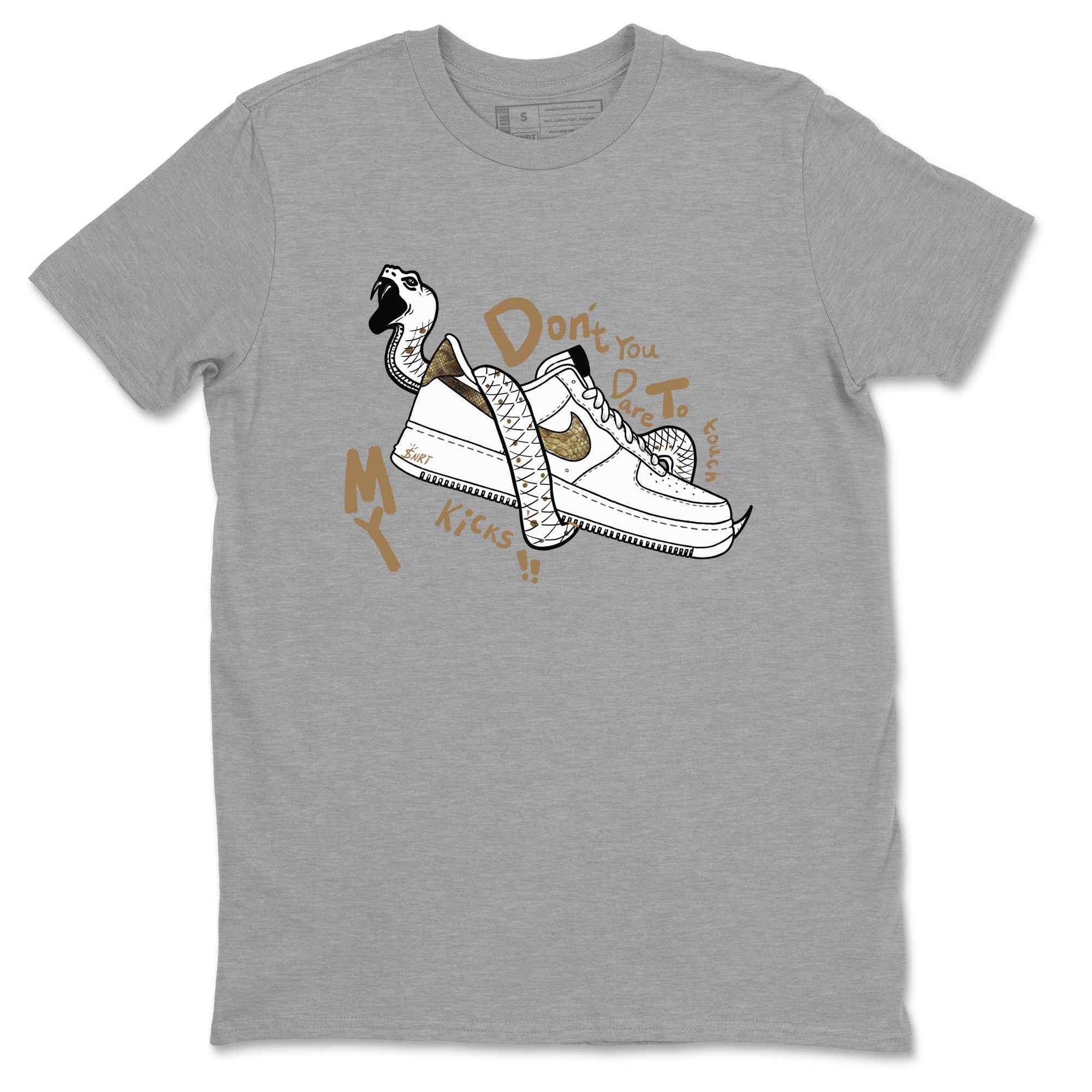 Air Force 1 Ivory Snake shirt to match jordans Don't Touch My Kicks sneaker tees Air Force 1 Ivory Snake Drip Gear Zone unisex cotton Heather Grey 2 crew neck shirt