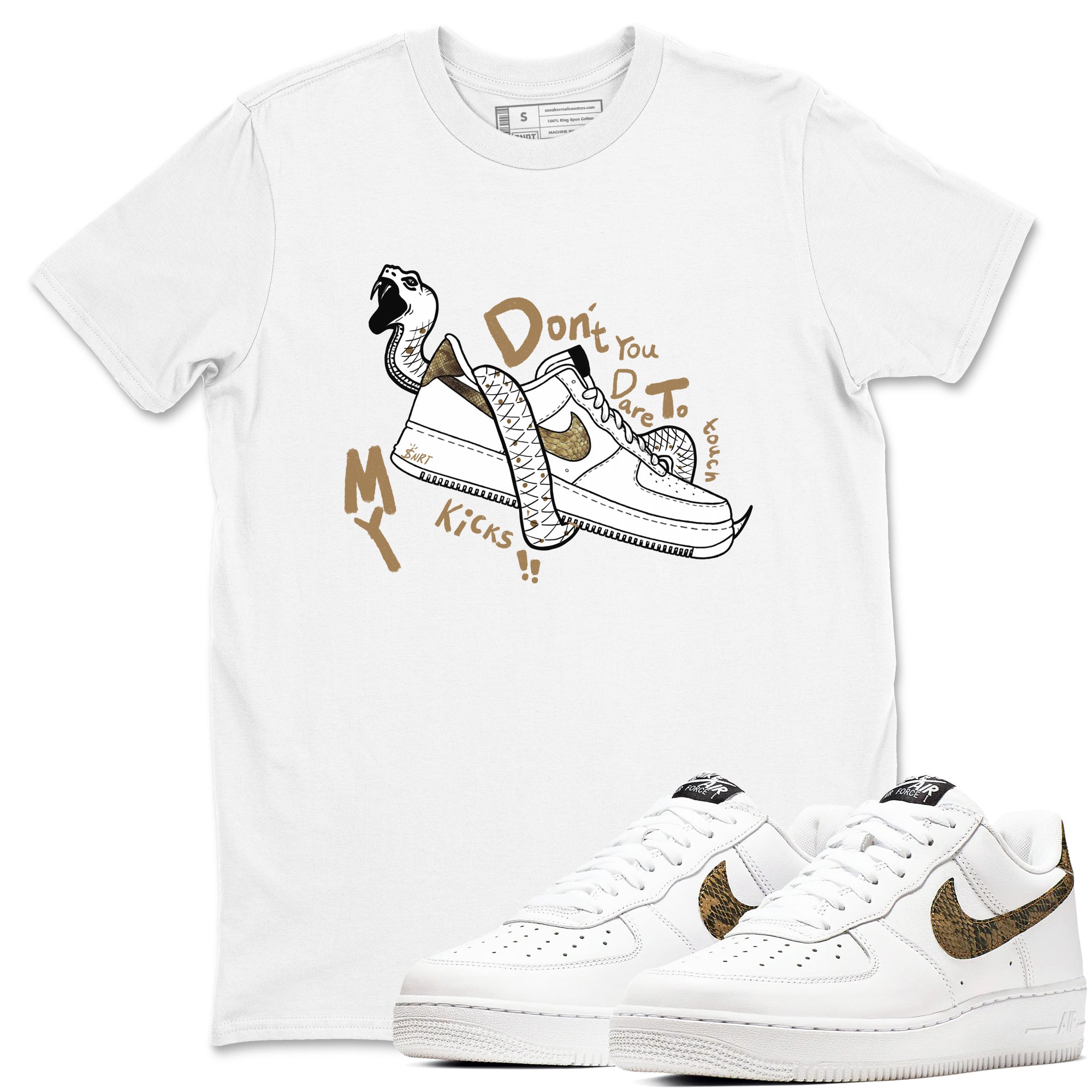 Air Force 1 Ivory Snake shirt to match jordans Don't Touch My Kicks sneaker tees Air Force 1 Ivory Snake Drip Gear Zone unisex cotton White 1 crew neck shirt