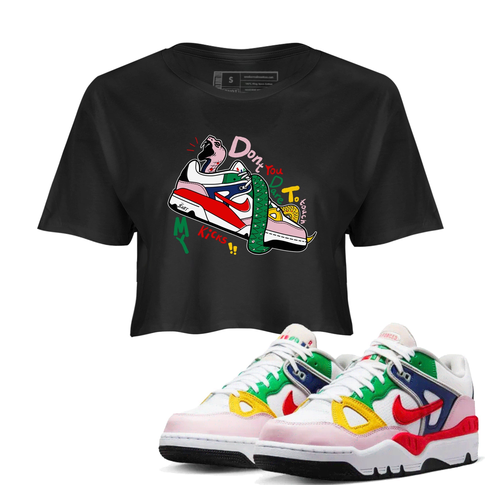 AF 3 Nigo shirtsto match jordans Don't Touch My Kicks sneaker match tees Air Force 3 Low x Nigo Blue Void and Tour Yellow match shoes to clothes Drip Gear Zone unisex cotton Black 1 crop tee