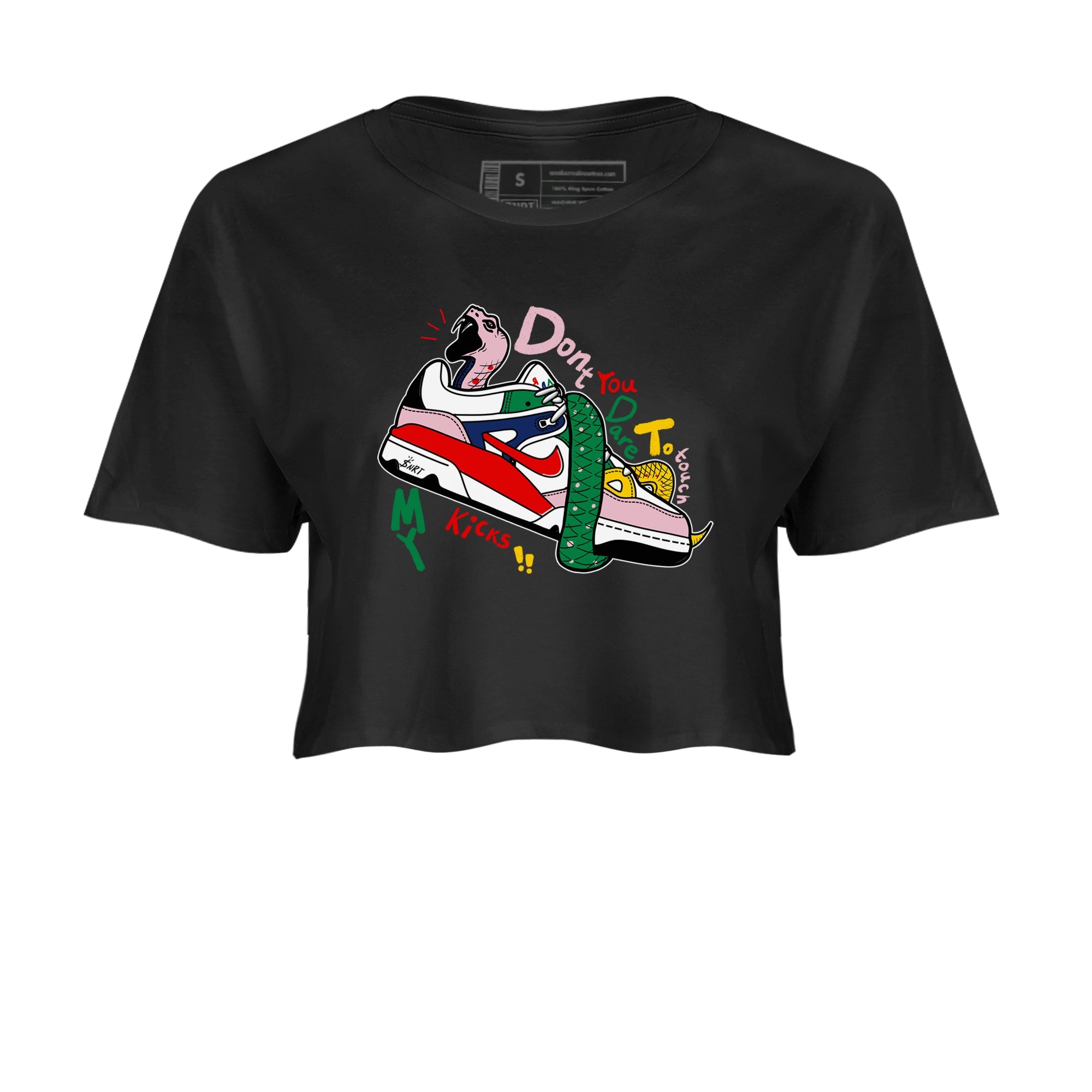 AF 3 Nigo shirtsto match jordans Don't Touch My Kicks sneaker match tees Air Force 3 Low x Nigo Blue Void and Tour Yellow match shoes to clothes Drip Gear Zone unisex cotton Black 2 crop tee