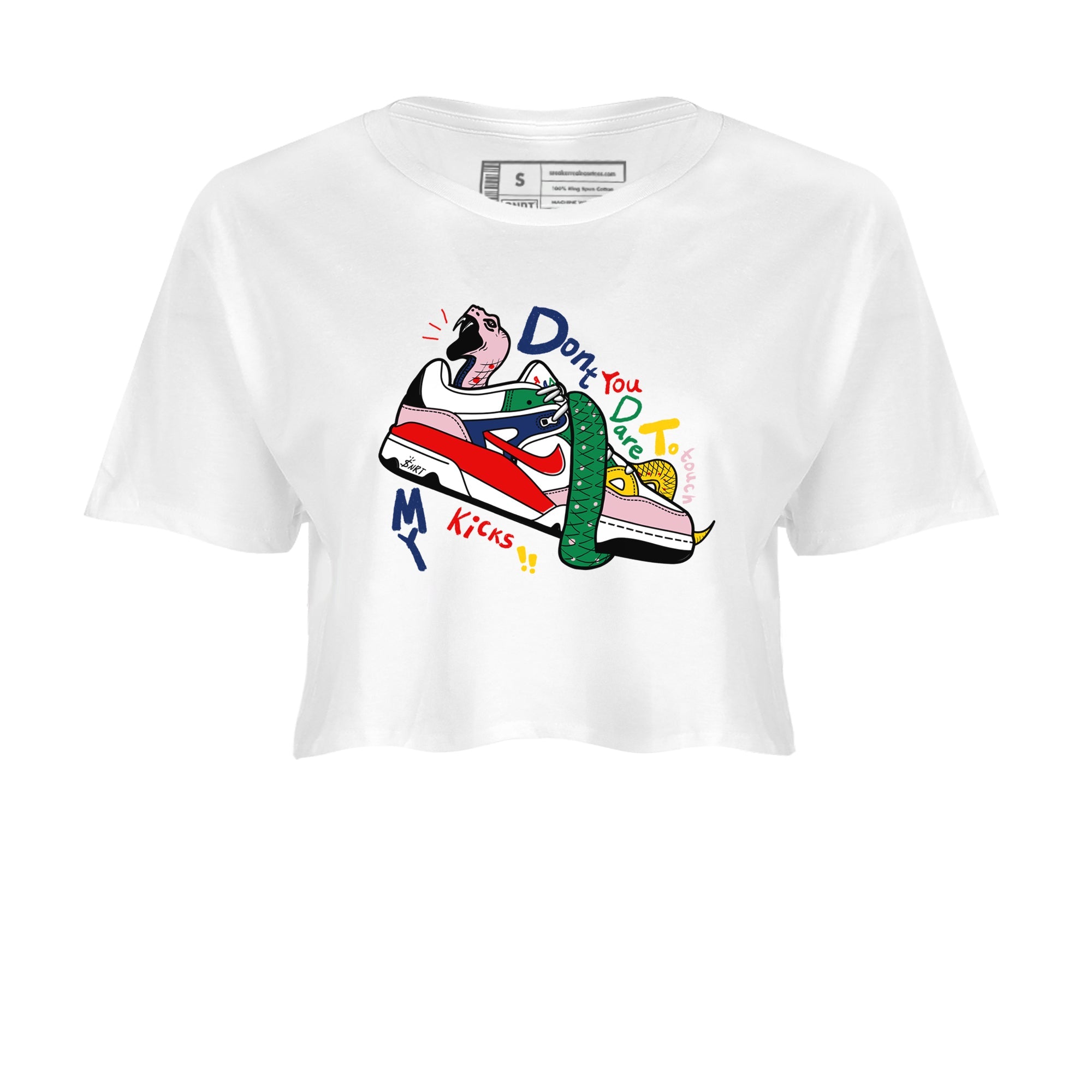 AF 3 Nigo shirtsto match jordans Don't Touch My Kicks sneaker match tees Air Force 3 Low x Nigo Blue Void and Tour Yellow match shoes to clothes Drip Gear Zone unisex cotton White 2 crop tee