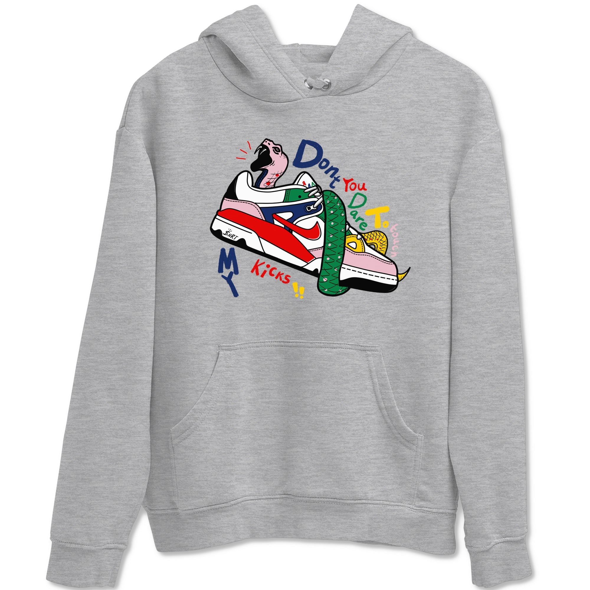 AF 3 Nigo shirtsto match jordans Don't Touch My Kicks sneaker match tees Air Force 3 Low x Nigo Blue Void and Tour Yellow match shoes to clothes Drip Gear Zone unisex cotton Heather Grey 2 shirts