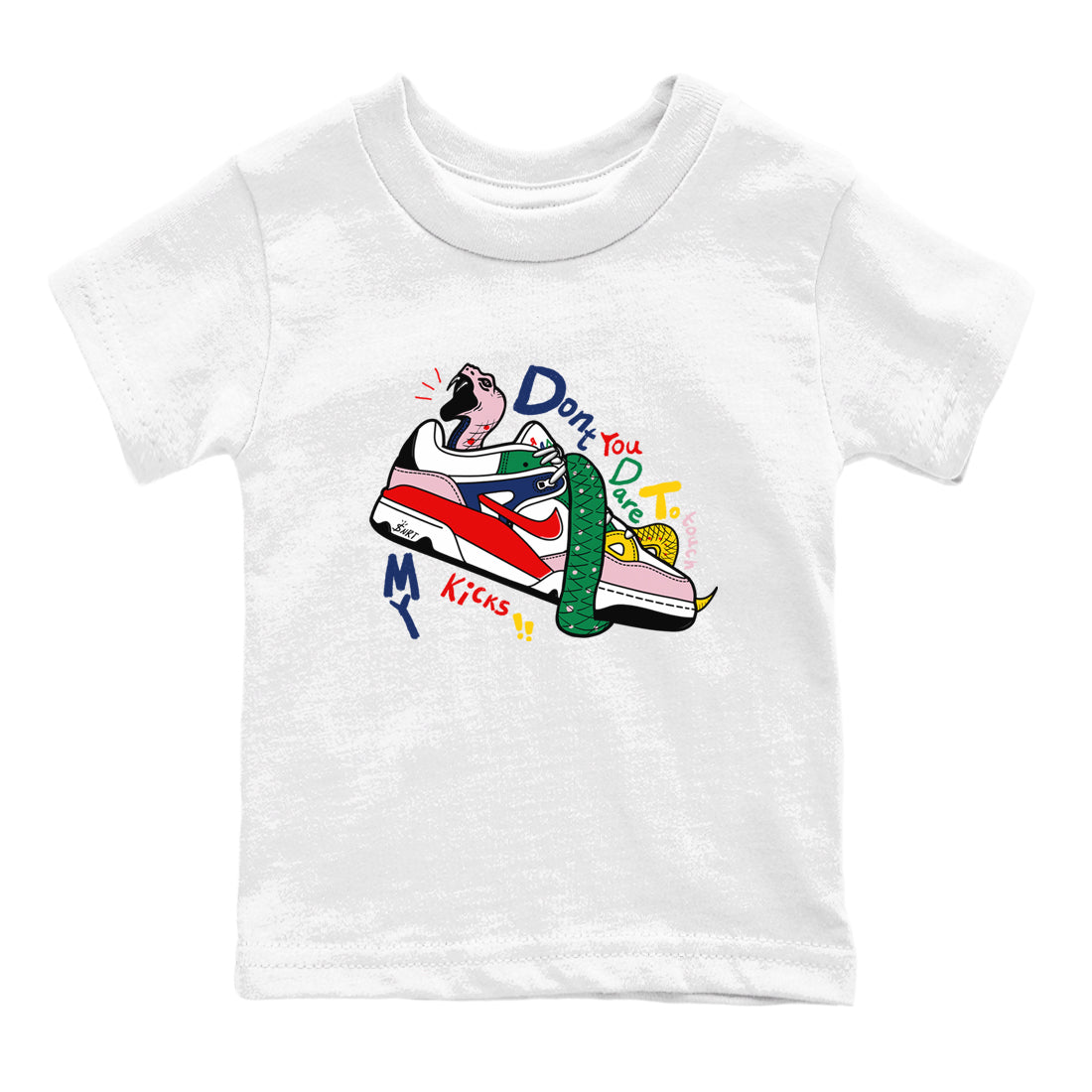 AF 3 Nigo shirtsto match jordans Don't Touch My Kicks sneaker match tees Air Force 3 Low x Nigo Blue Void and Tour Yellow match shoes to clothes Drip Gear Zone Youth Baby White 2 tee