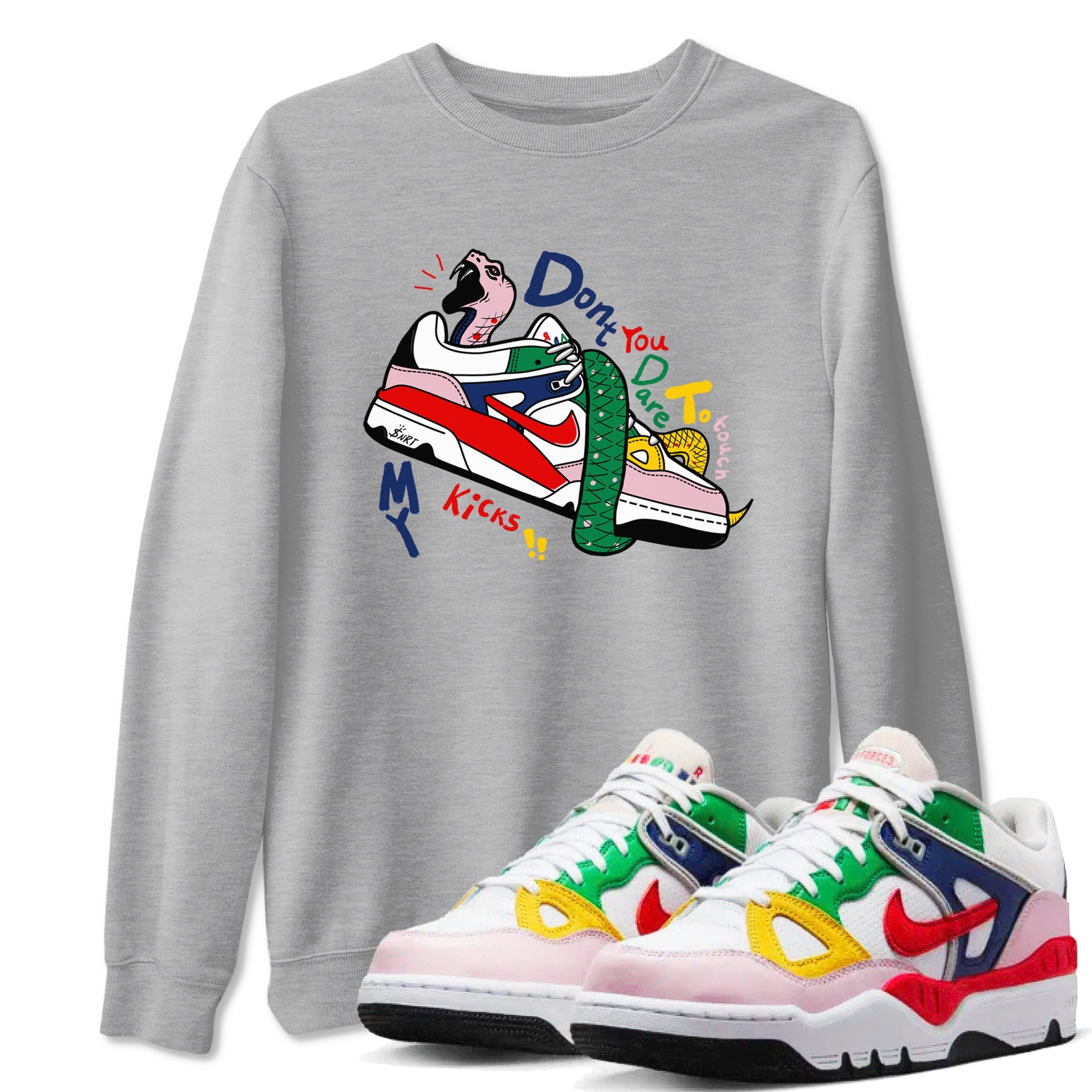 AF 3 Nigo shirtsto match jordans Don't Touch My Kicks sneaker match tees Air Force 3 Low x Nigo Blue Void and Tour Yellow match shoes to clothes Drip Gear Zone unisex cotton Heather Grey 1 shirts