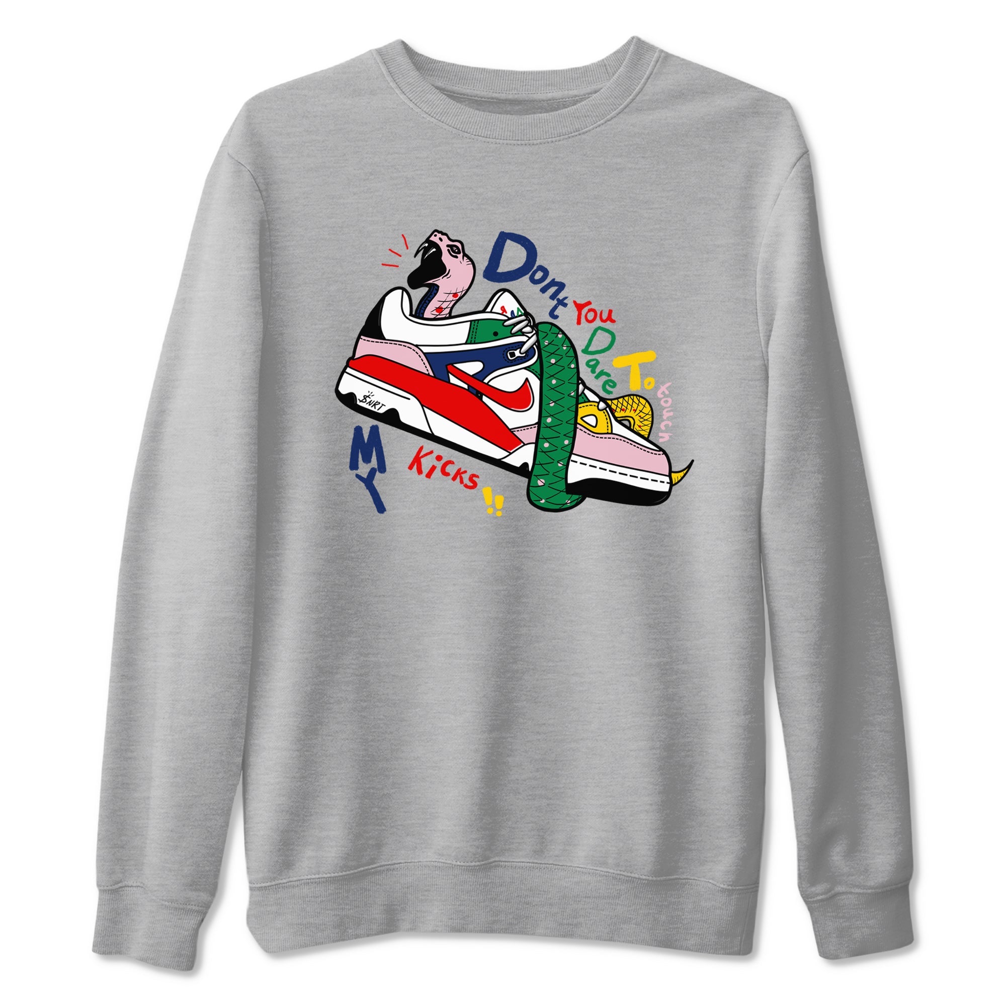 AF 3 Nigo shirtsto match jordans Don't Touch My Kicks sneaker match tees Air Force 3 Low x Nigo Blue Void and Tour Yellow match shoes to clothes Drip Gear Zone unisex cotton Heather Grey 2 shirts