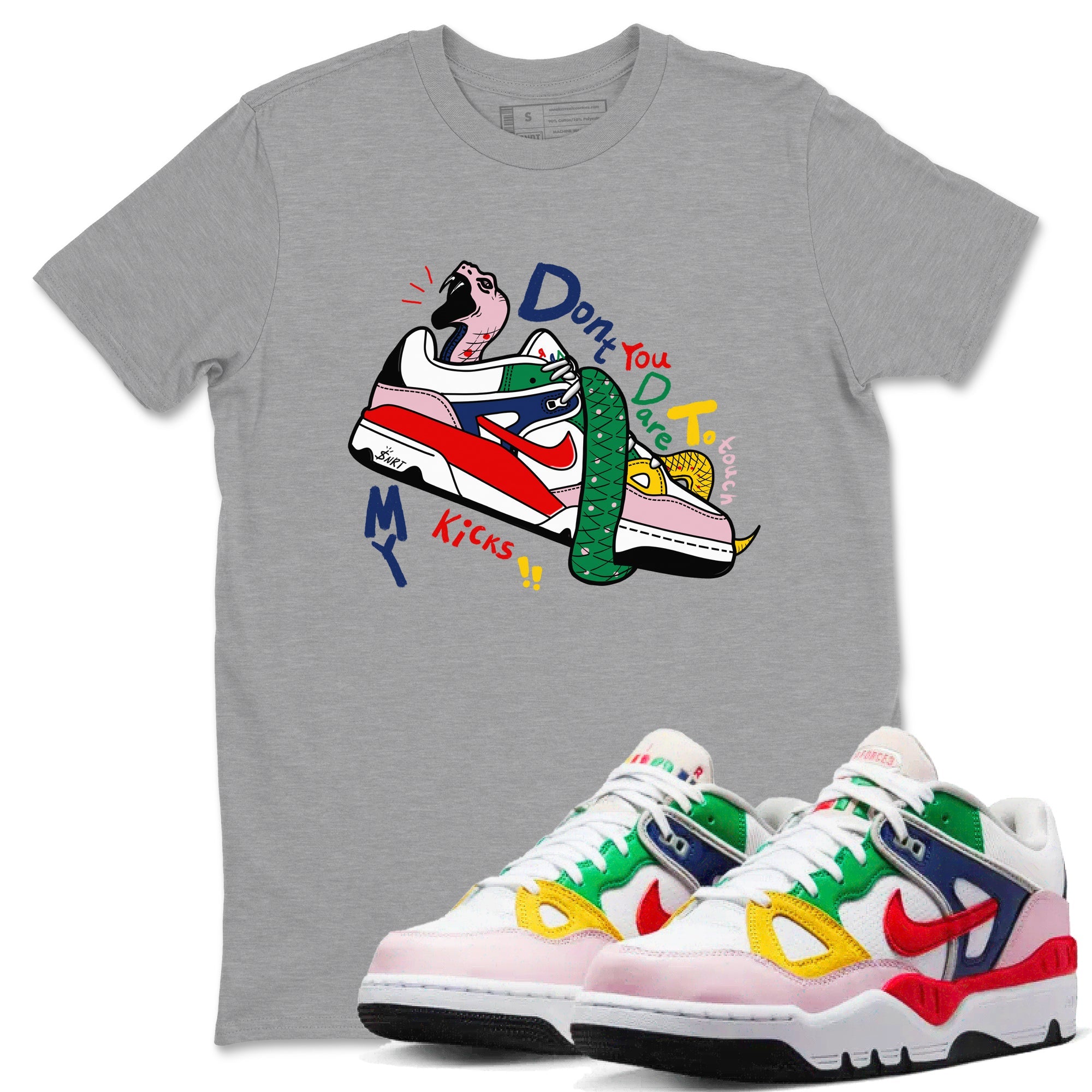 AF 3 Nigo shirtsto match jordans Don't Touch My Kicks sneaker match tees Air Force 3 Low x Nigo Blue Void and Tour Yellow match shoes to clothes Drip Gear Zone unisex cotton Heather Grey 1 shirts