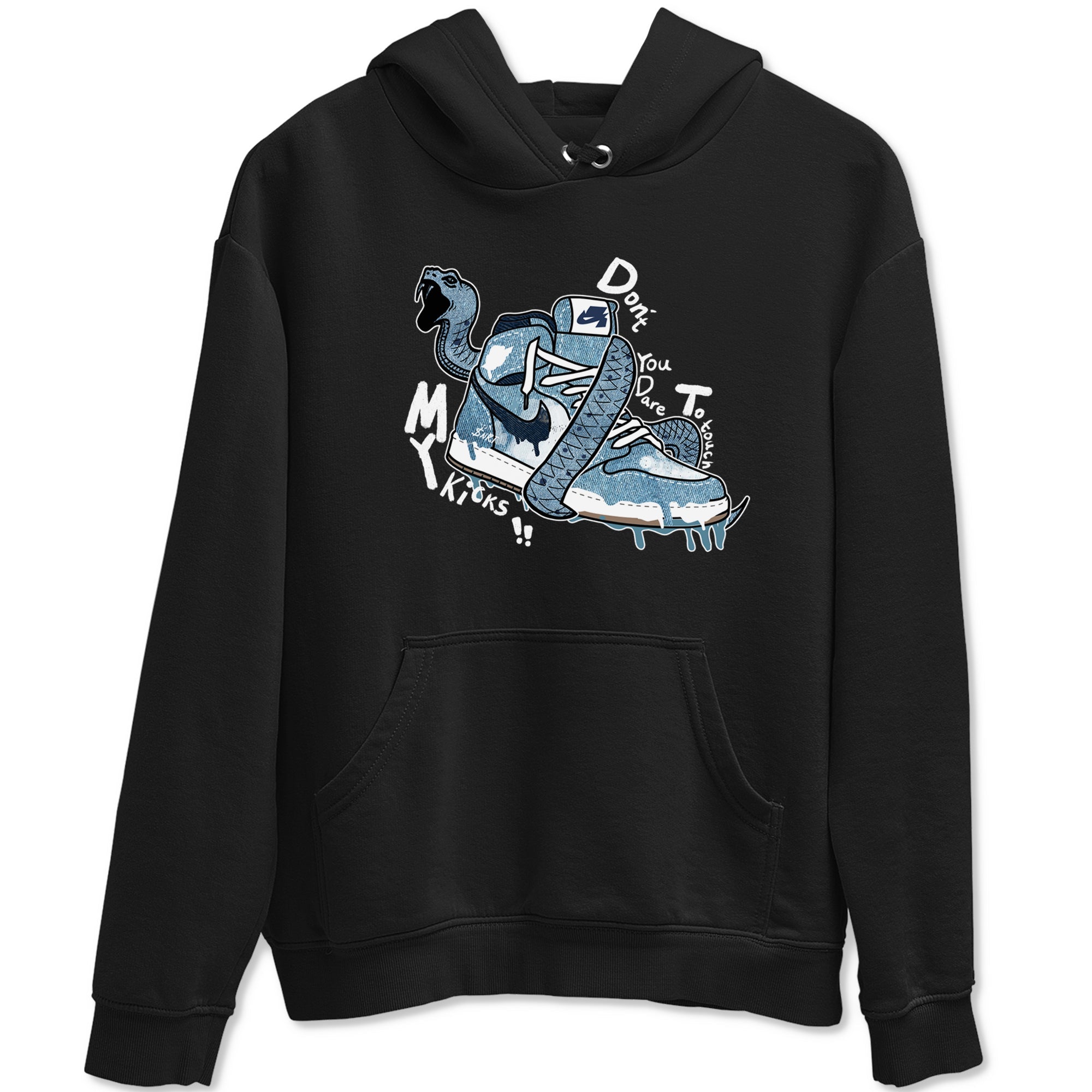 1s Denim shirts to match jordans Don't Touch My Kicks sneaker match tees Air Jordan 1 Denim Drip Gear Zone streetwear brand Black 2 unisex cotton tee