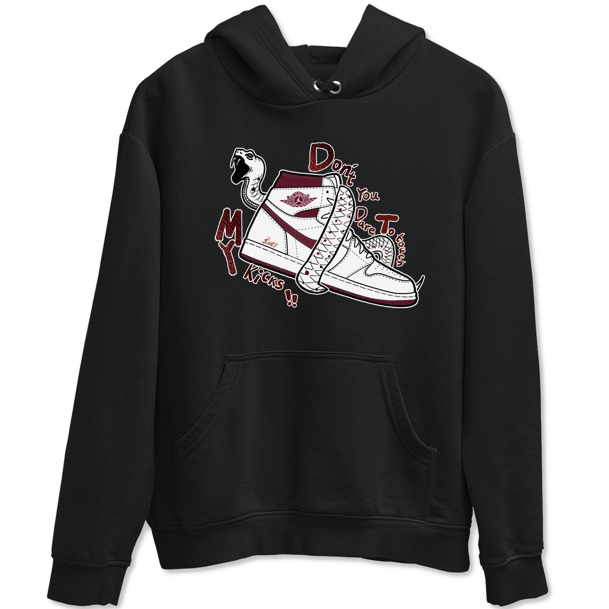 AJ1 High '85 Metallic Burgundy shirts to match jordans Don't Touch My Kicks sneaker match tees 1s High '85 Metallic Burgundy Drip Gear Zone streetwear brand Black 2 unisex cotton tee