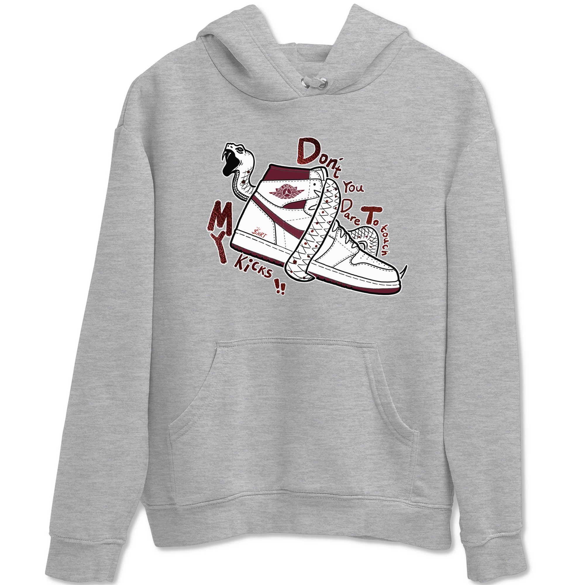 AJ1 High '85 Metallic Burgundy shirts to match jordans Don't Touch My Kicks sneaker match tees 1s High '85 Metallic Burgundy Drip Gear Zone streetwear brand Heather Grey 2 unisex cotton tee