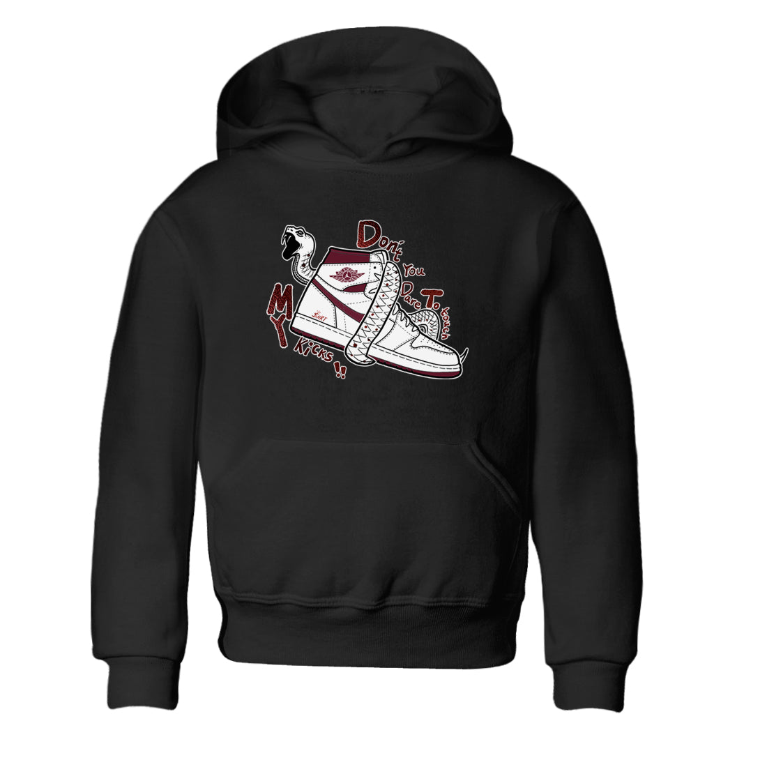 AJ1 High '85 Metallic Burgundy shirts to match jordans Don't Touch My Kicks sneaker match tees 1s High '85 Metallic Burgundy Drip Gear Zone streetwear brand Baby and Youth Black 2 cotton tee