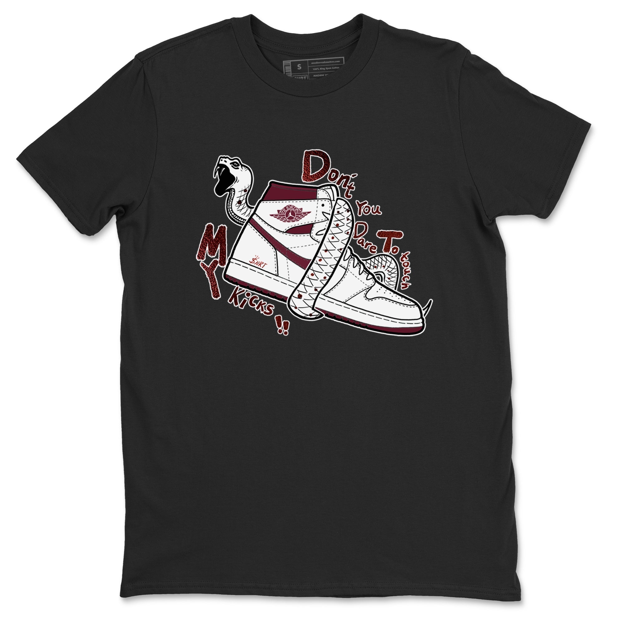 AJ1 High '85 Metallic Burgundy shirts to match jordans Don't Touch My Kicks sneaker match tees 1s High '85 Metallic Burgundy Drip Gear Zone streetwear brand Black 2 unisex cotton tee