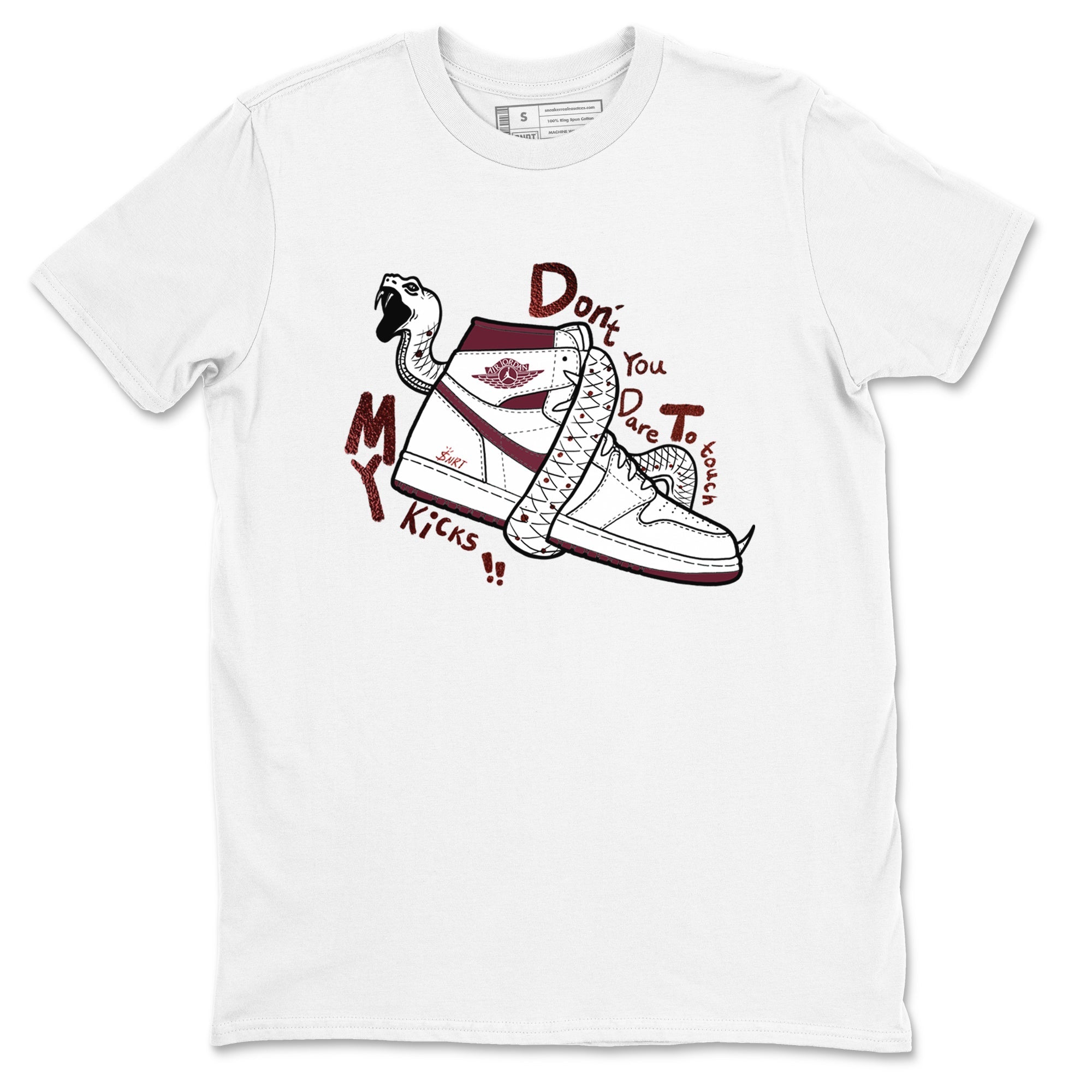AJ1 High '85 Metallic Burgundy shirts to match jordans Don't Touch My Kicks sneaker match tees 1s High '85 Metallic Burgundy Drip Gear Zone streetwear brand White 2 unisex cotton tee