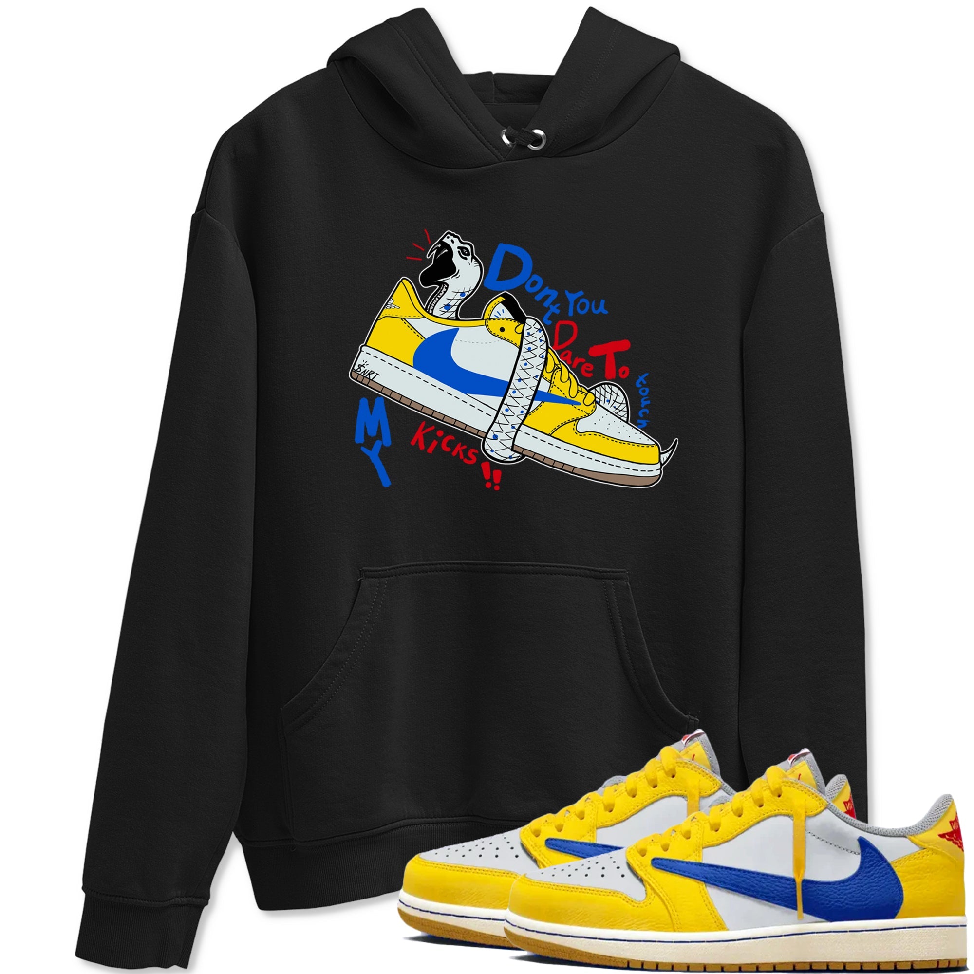 1s Travis Scott Canary shirt to match jordans Don't Touch My Kicks sneaker tees Air Jordan 1 Travis Scott Canary Drip Gear Zone unisex cotton Black 1 crew neck shirt