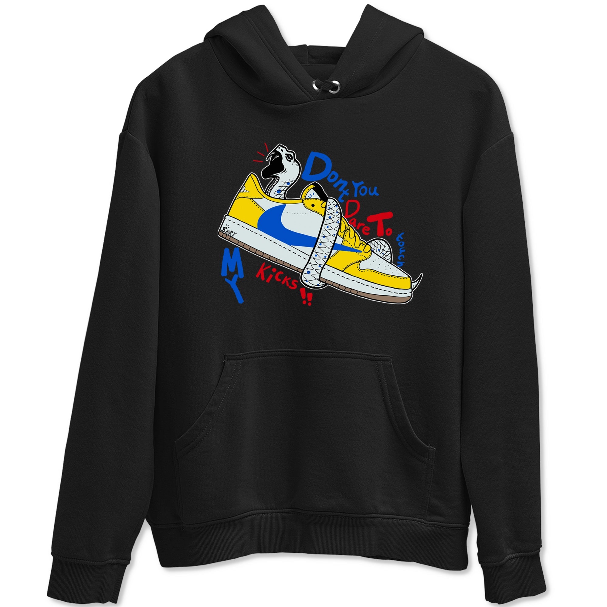 1s Travis Scott Canary shirt to match jordans Don't Touch My Kicks sneaker tees Air Jordan 1 Travis Scott Canary Drip Gear Zone unisex cotton Black 2 crew neck shirt