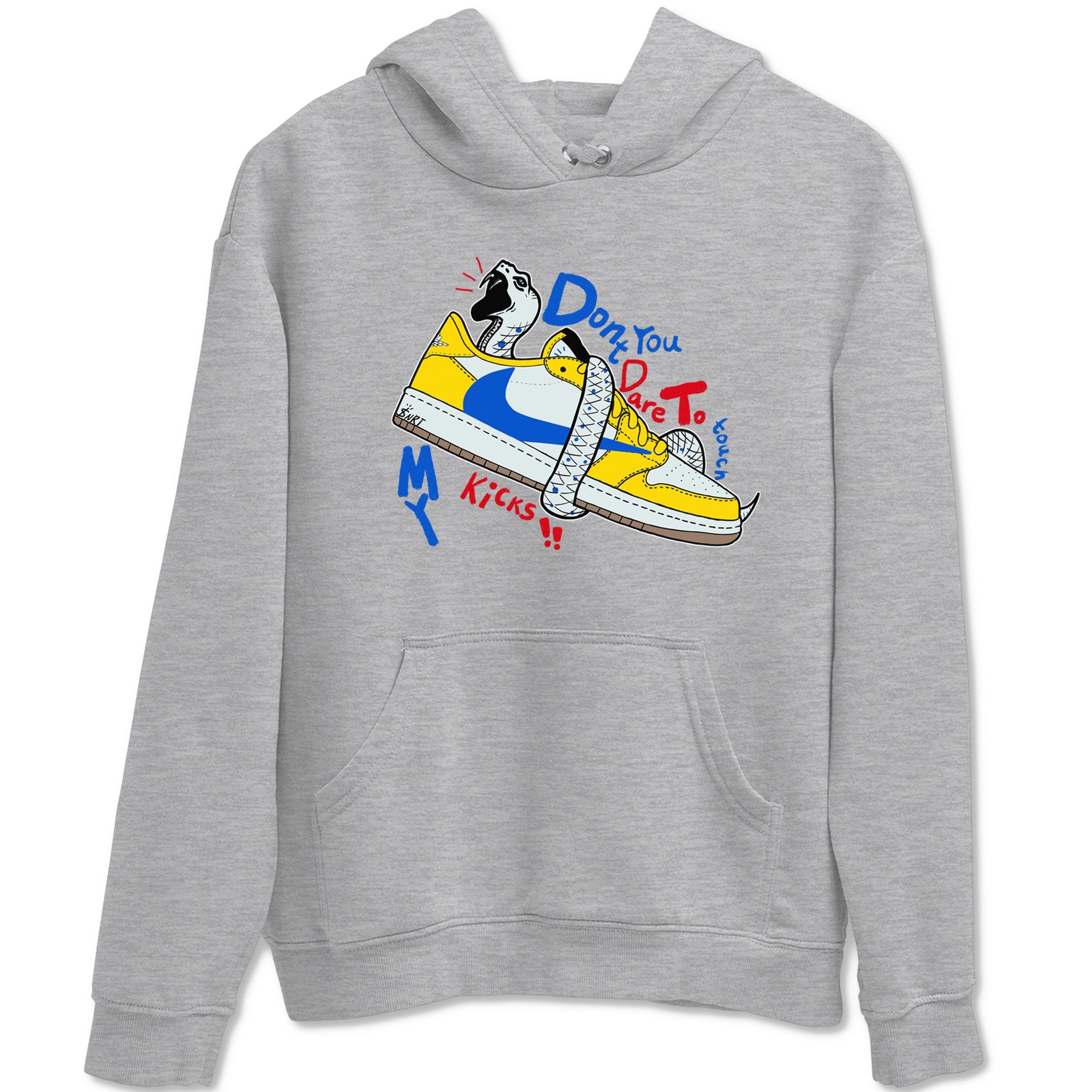 1s Travis Scott Canary shirt to match jordans Don't Touch My Kicks sneaker tees Air Jordan 1 Travis Scott Canary Drip Gear Zone unisex cotton Heather Grey 2 crew neck shirt