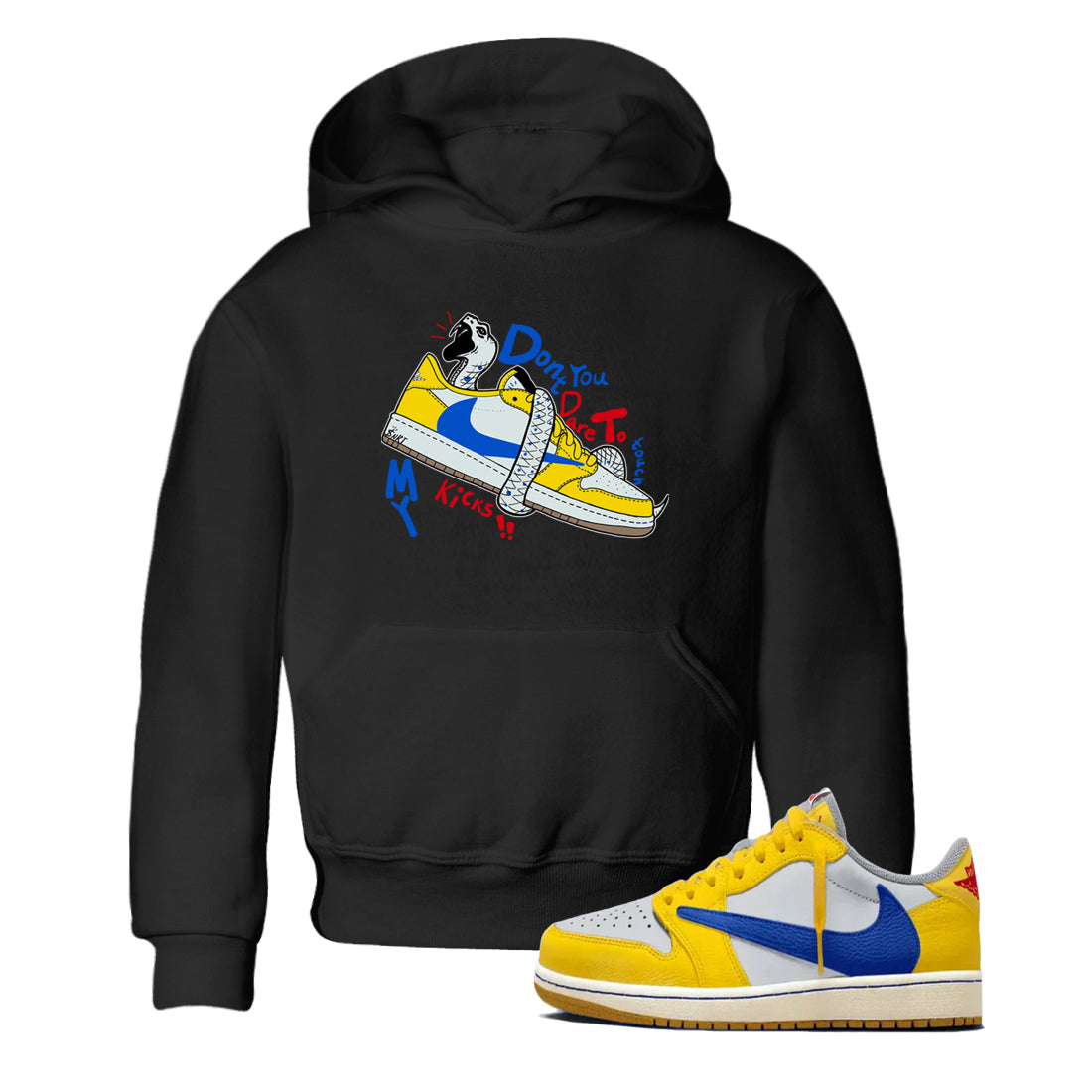 1s Travis Scott Canary shirt to match jordans Don't Touch My Kicks sneaker tees Air Jordan 1 Travis Scott Canary Drip Gear Zone baby toddler Black 1 cotton Shirt