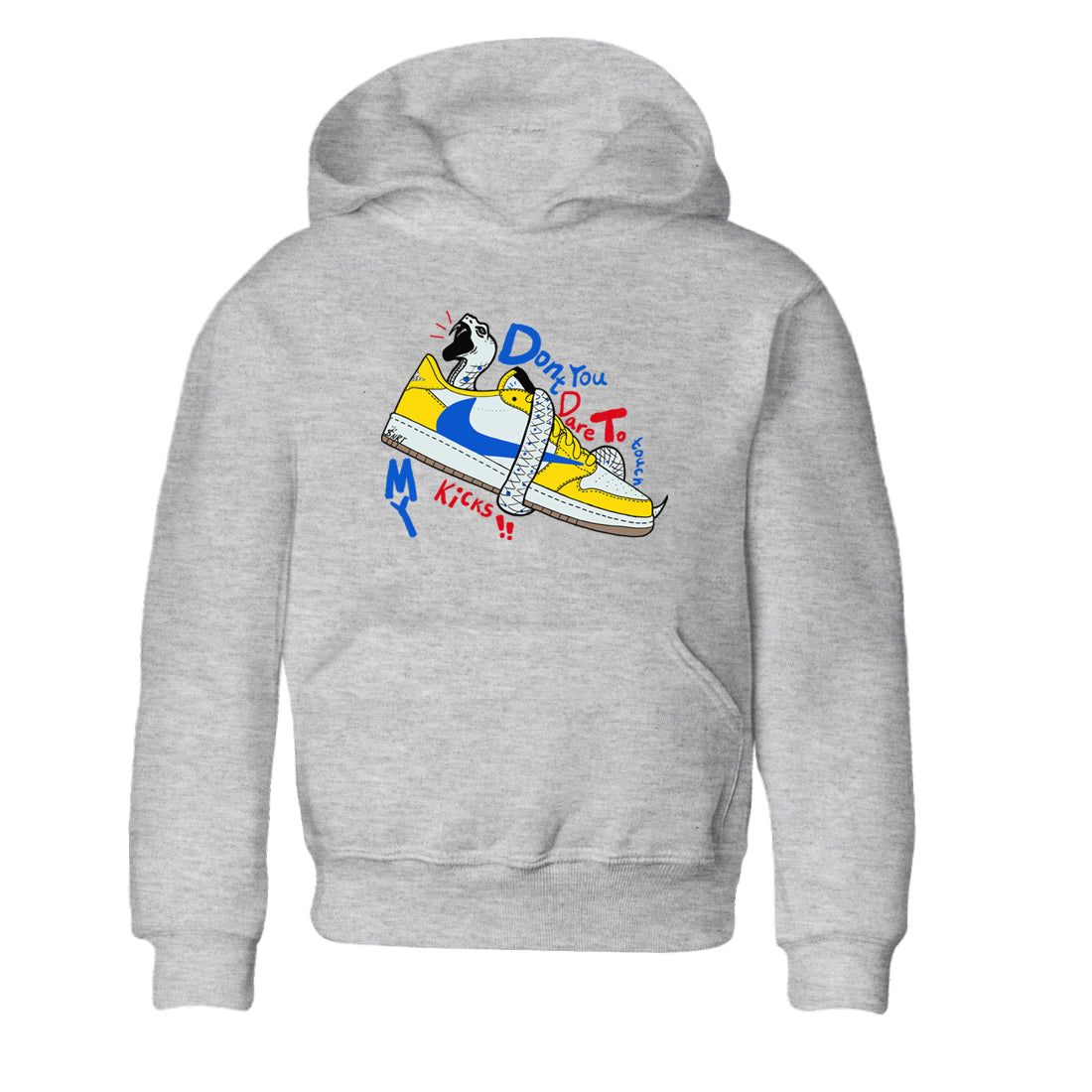 1s Travis Scott Canary shirt to match jordans Don't Touch My Kicks sneaker tees Air Jordan 1 Travis Scott Canary Drip Gear Zone baby toddler Heather Grey 2 cotton Shirt