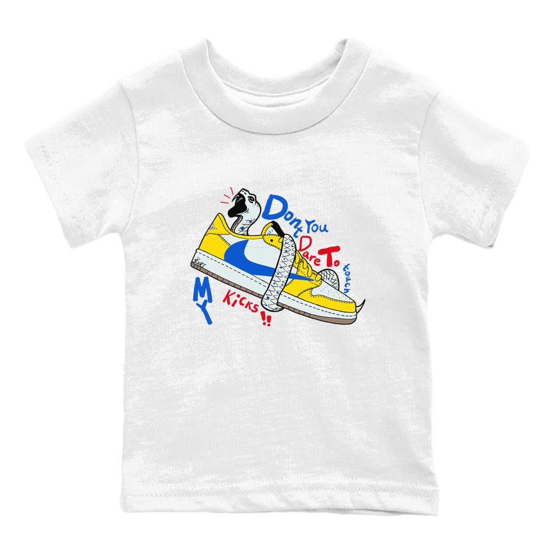 1s Travis Scott Canary shirt to match jordans Don't Touch My Kicks sneaker tees Air Jordan 1 Travis Scott Canary Drip Gear Zone baby toddler White 2 cotton Shirt