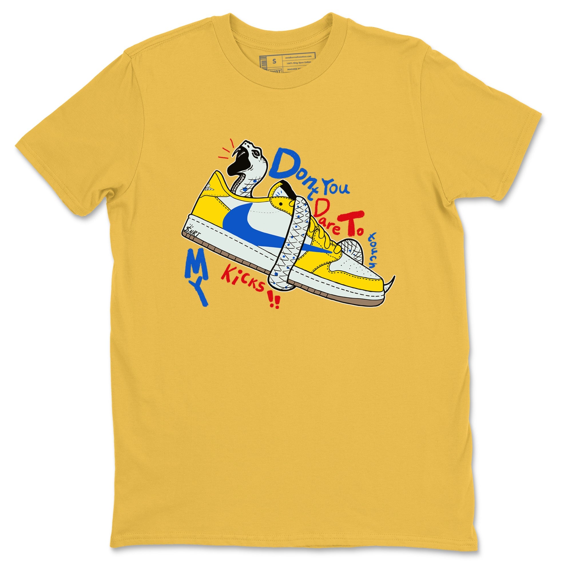 1s Travis Scott Canary shirt to match jordans Don't Touch My Kicks sneaker tees Air Jordan 1 Travis Scott Canary Drip Gear Zone unisex cotton Daisy 2 crew neck shirt