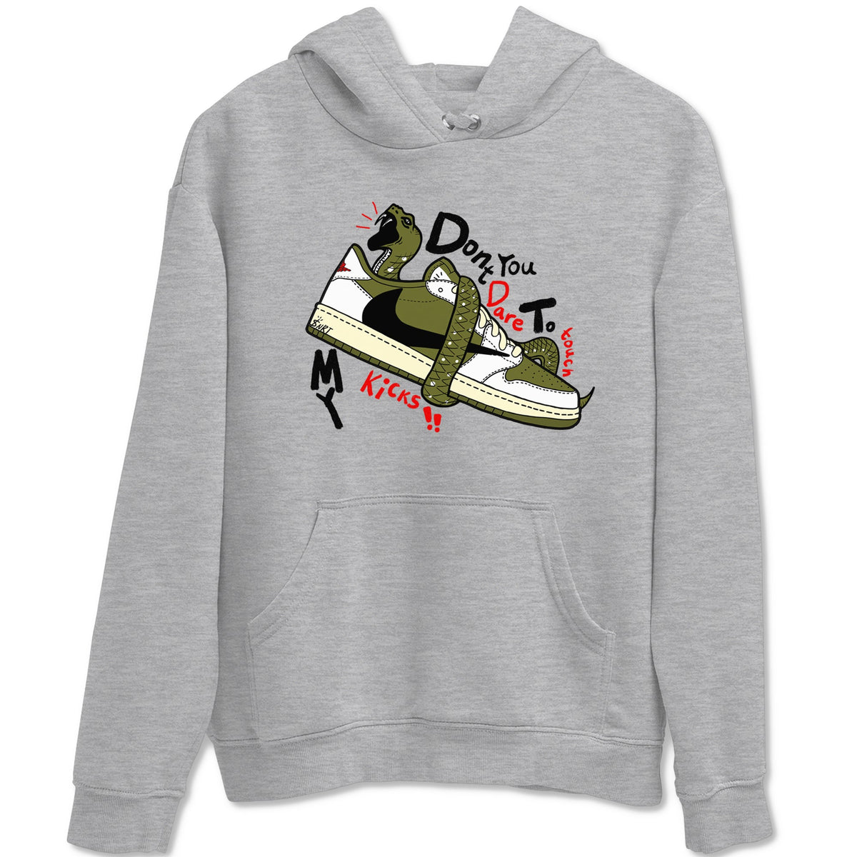 Jordan 1 Olive t shirts to match sneakers Don't Touch My Kicks sneaker match tees Air Jordan 1 Low x Travis Scott Reverse Olive tee Drip Gear Zone unisex cotton Heather Grey 2 shirts