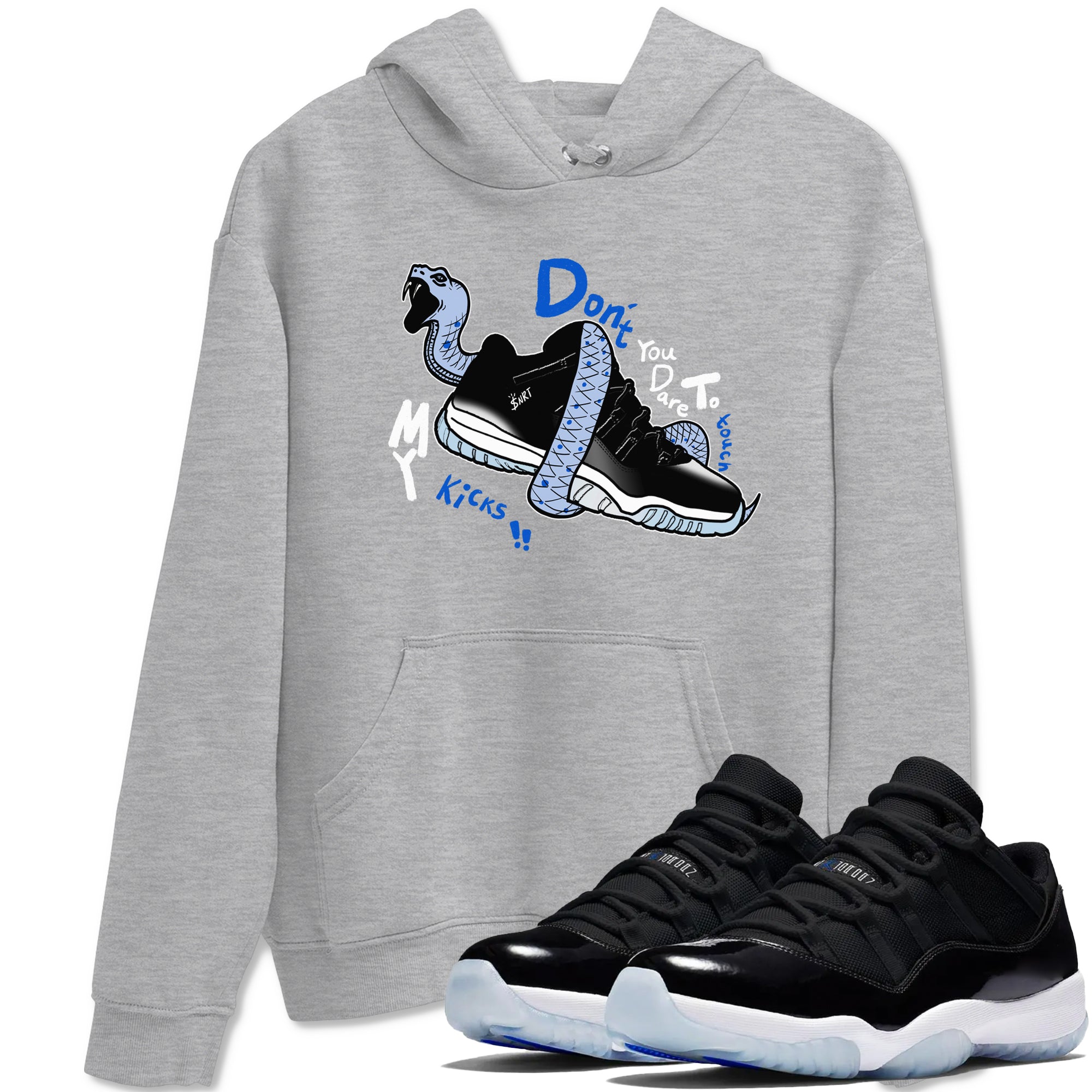 AJ11 Space shirt to match jordans Don't Touch My Kicks sneaker tees Air Jordan 11 Space Drip Gear Zone unisex cotton Heather Grey 1 crew neck shirt