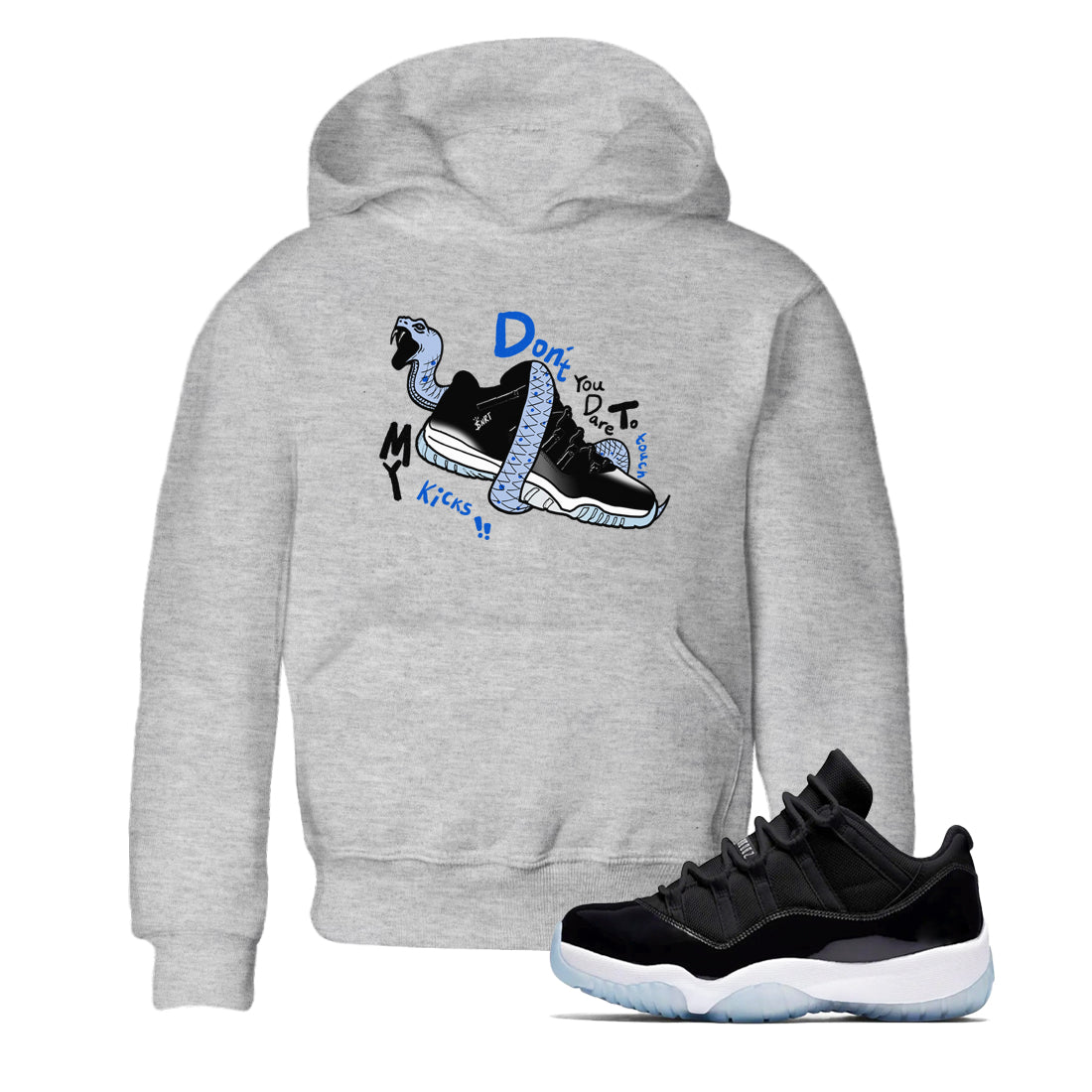 AJ11 Space shirt to match jordans Don't Touch My Kicks sneaker tees Air Jordan 11 Space Drip Gear Zone baby toddler Heather Grey 1 cotton Shirt